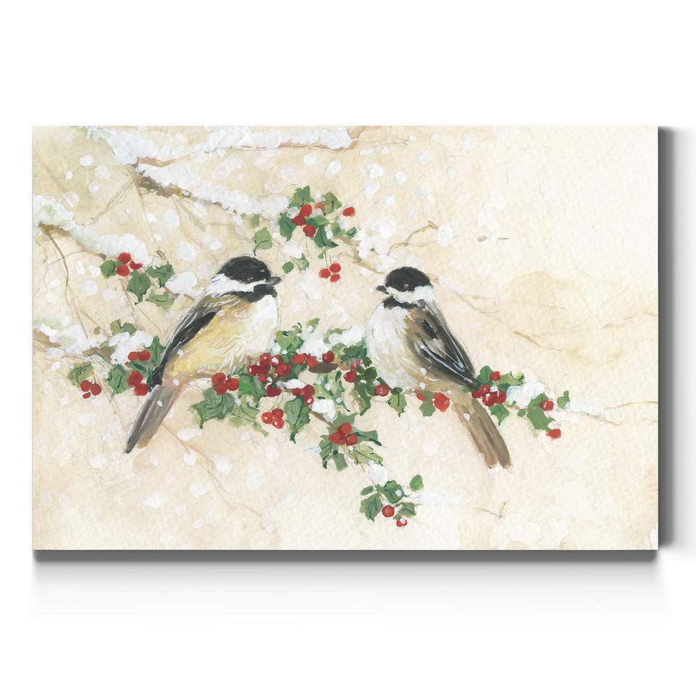Renditions Gallery Canvas Nature Wall Art Modern Paintings Decorations Peaceful Winter Chickadees Abstract Wall Hanging Glam Art