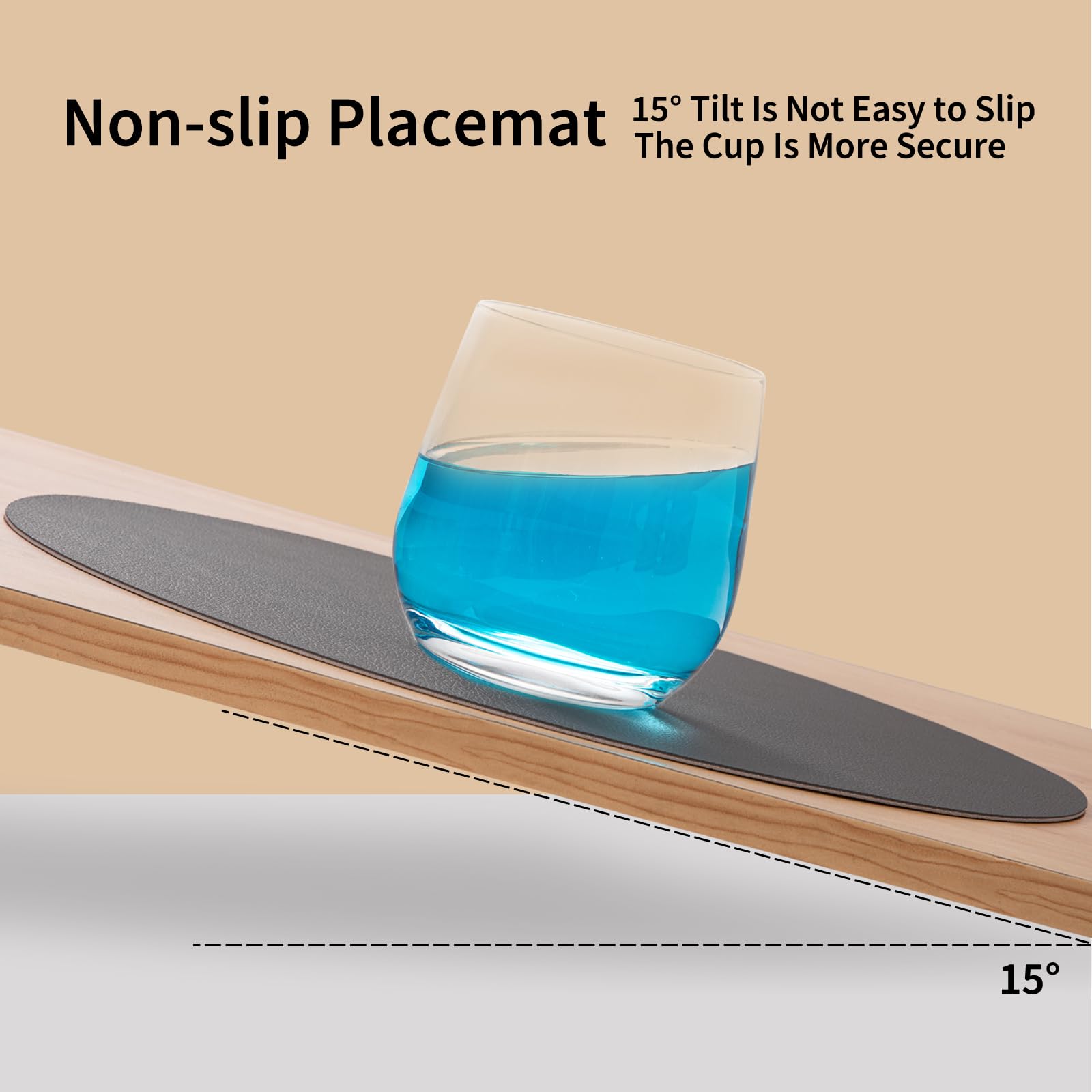 Myir Jun Round Table Placemats Set Of 4 Faux Leather Place Mats And Coasters 15 Inch Dual Sided Non-Slip Stain Resistant (Gray 0