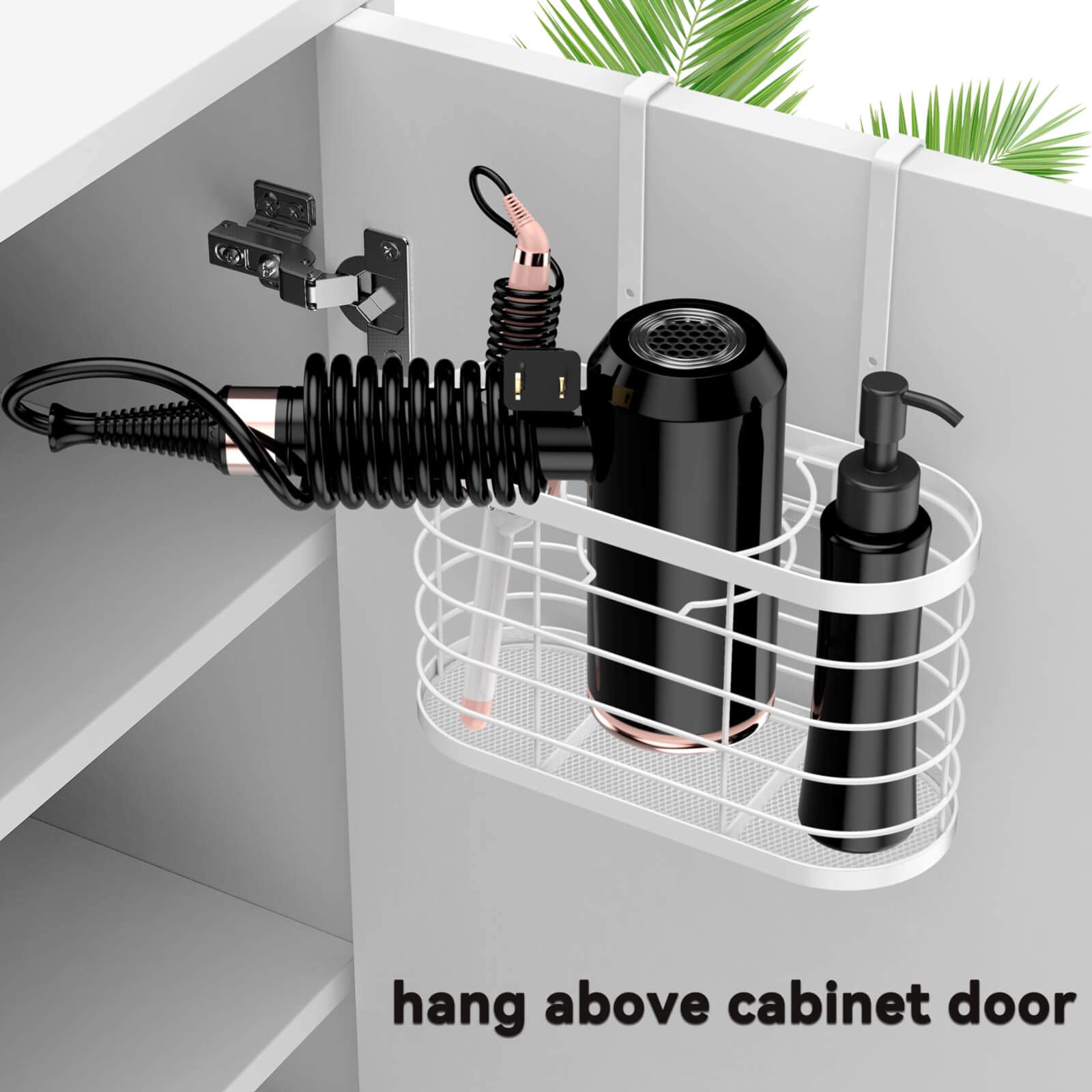 Aolldy Hair Dryer Holder 3 In 1 Hair Tool Organizer Djustable Height Wall Mounted/Cabinet Door Bathroom Organizer Under Sink For