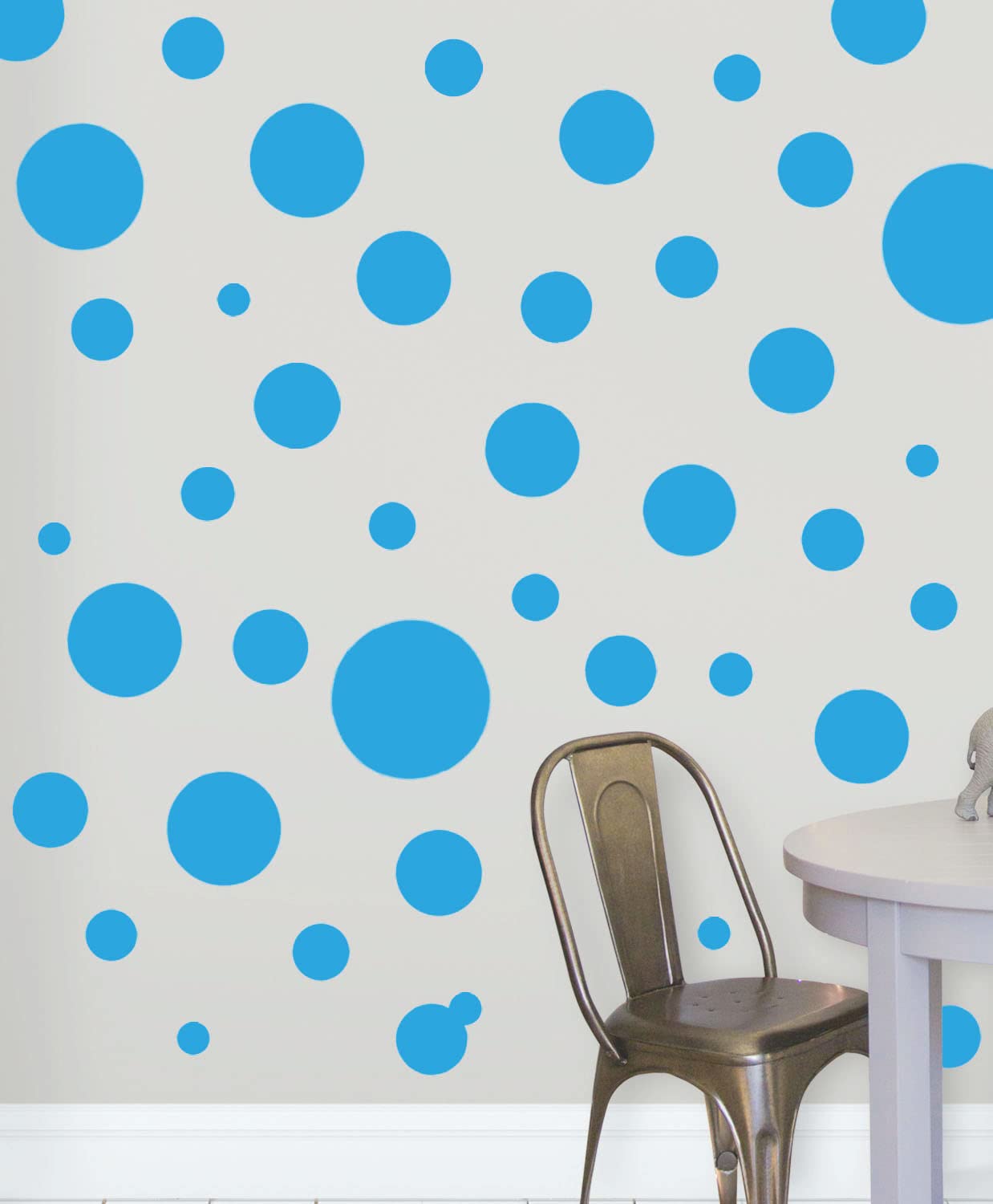 Coastal Blue Polka Dot Wall Stickers, Wall Decor Stickers, Wall Dots, Vinyl Circle Room Dot Decals Wall Art Stickers For Bedroom