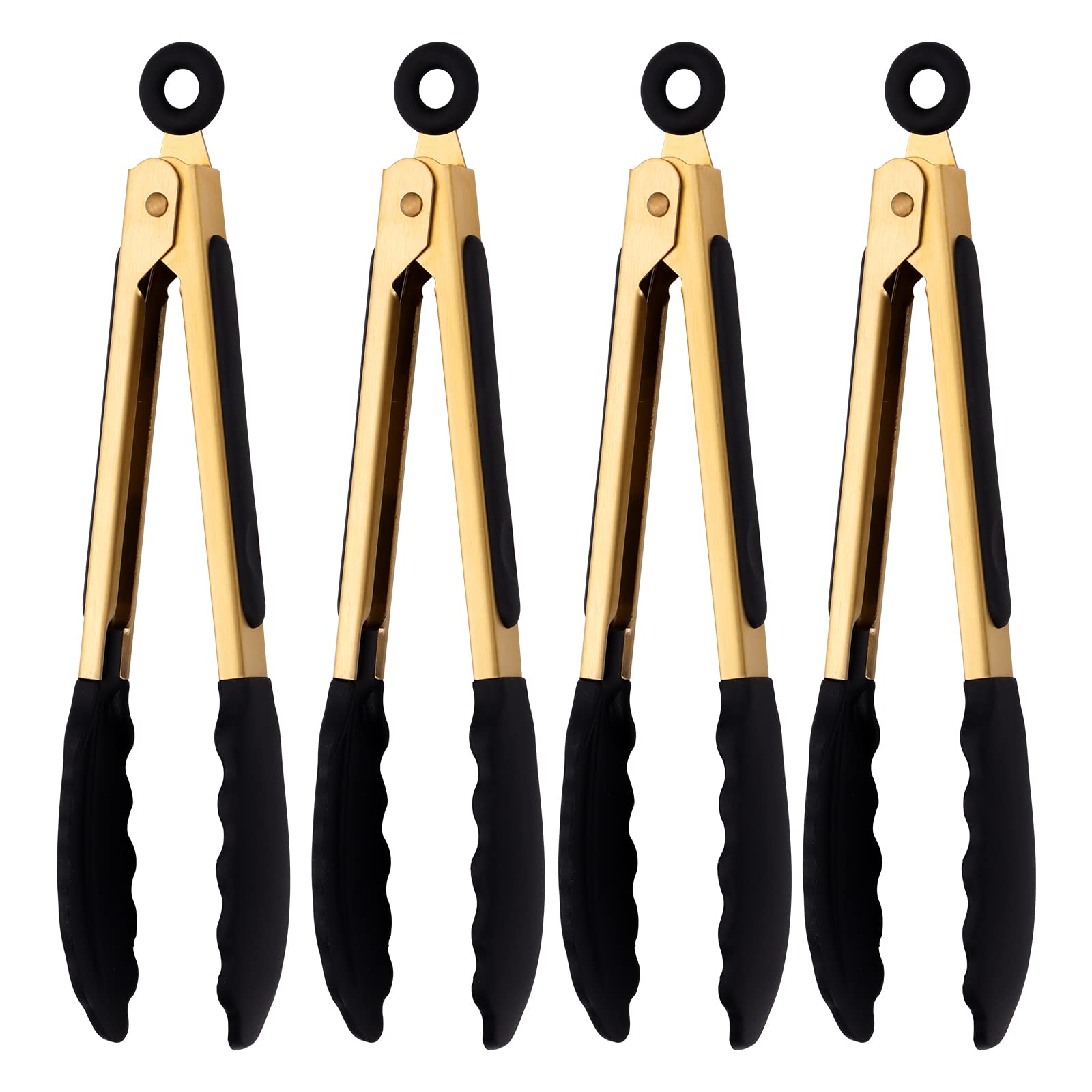 Mafier 4-Piece Kitchen Food Tongs 7'' Mini Silicone Serving Tongs With Firm Sealed Non Stick Rubber Tips & Silicon Coated 18/8 S