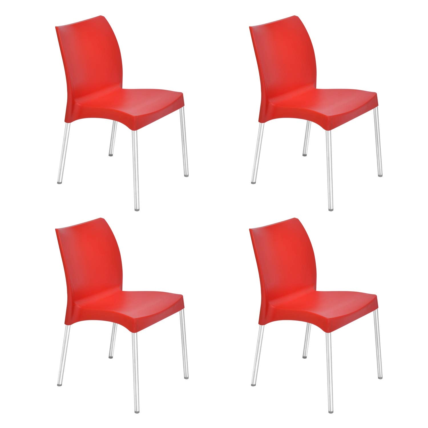 Nilkamal Plastic Chair For Cafe |Set Of 4 | 3 Year Warranty | For Home, Living Room, Outdoor | Bright Red Colour | Ns07Ss