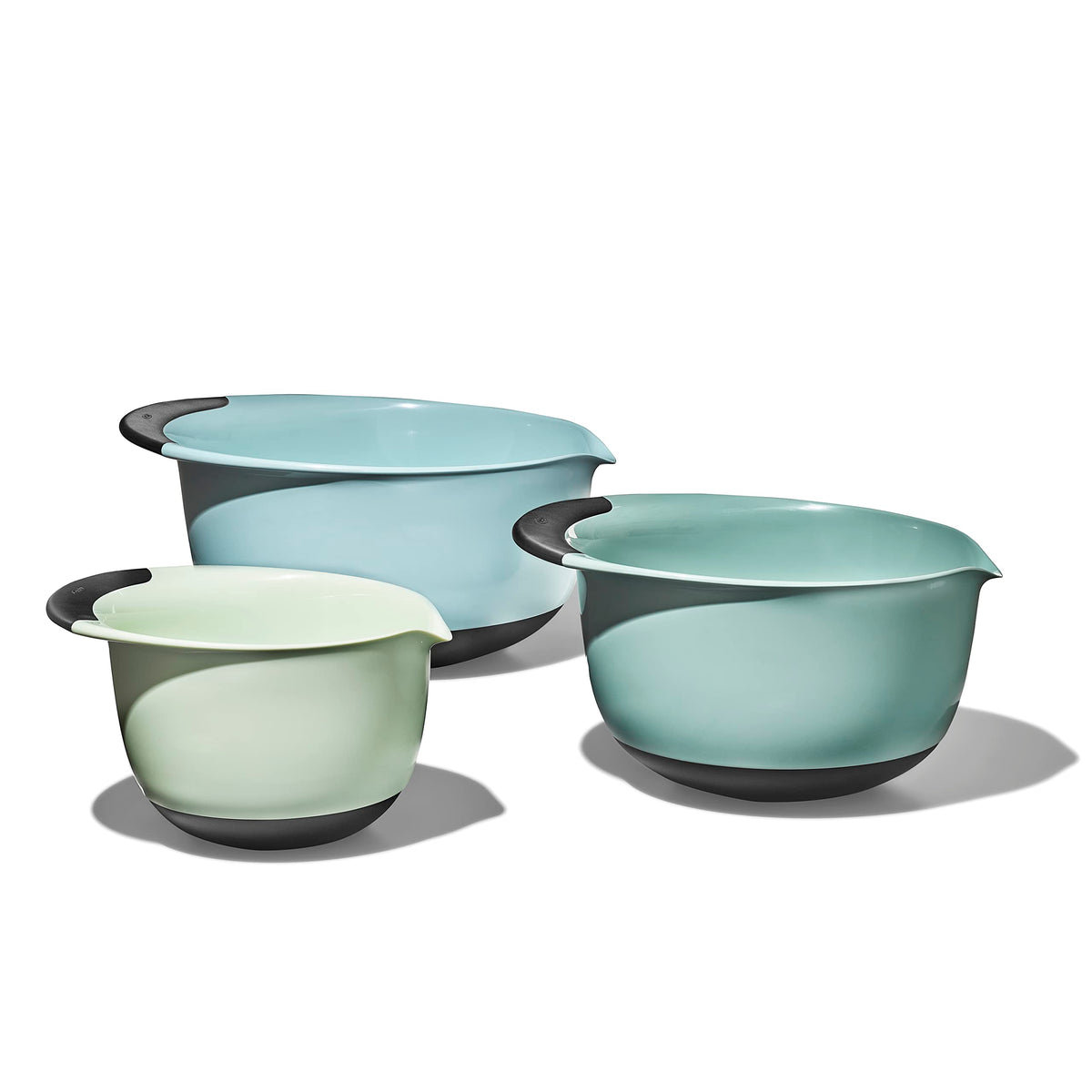 Oxo Good Grips 3-Piece Plastic Mixing Bowl Set - Cadet Blue, Tower Gray, Jade, Small, Medium, Large