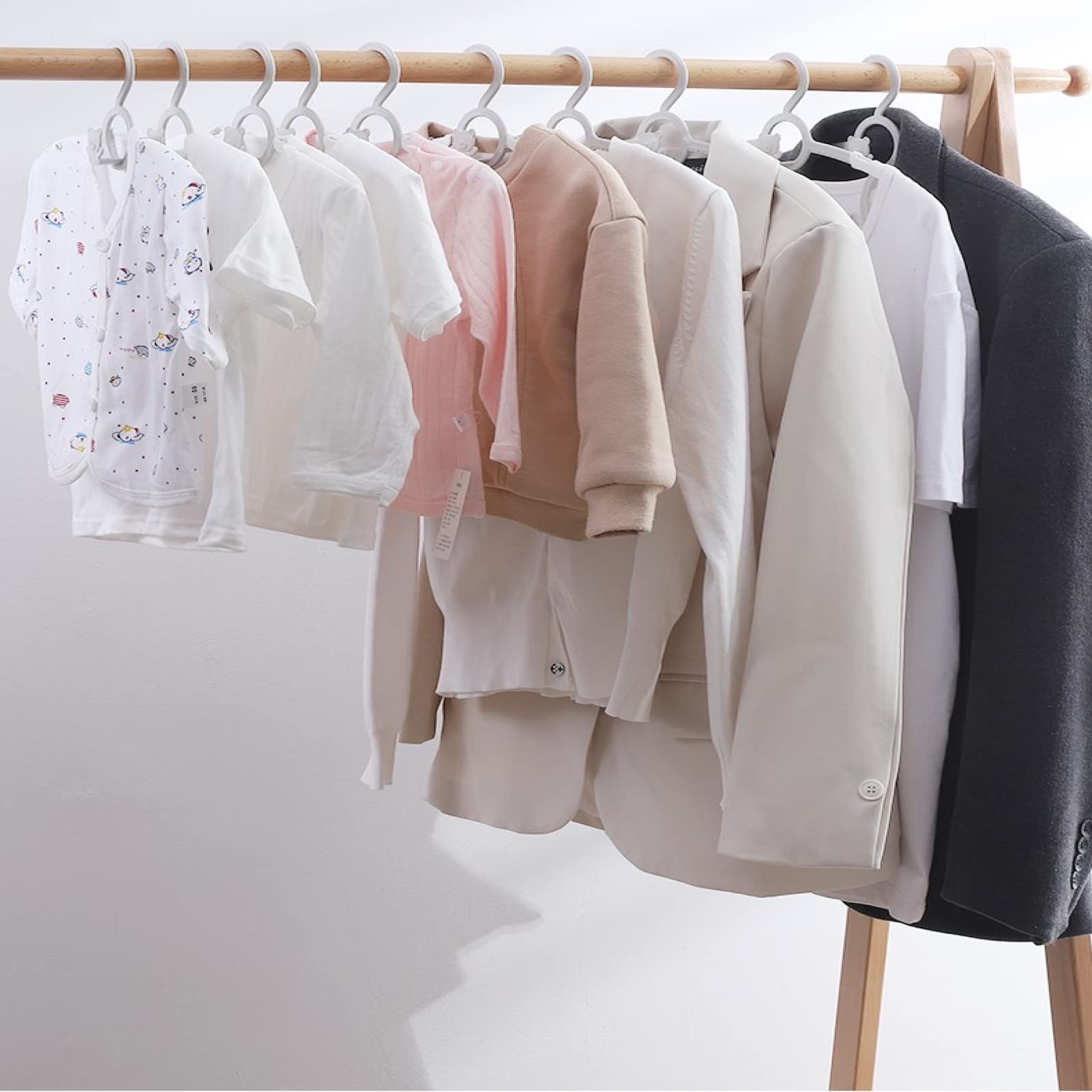 HGYZE Baby Nursery Closet Hangers  Ultra Thin Non-Slip and Extendable Laundry Infant Pant Hanger for Newborn Clothes - 20pcs Grey Gift - Adjustable Children Coat Hanger for Girl Boy Toddler Kids Child