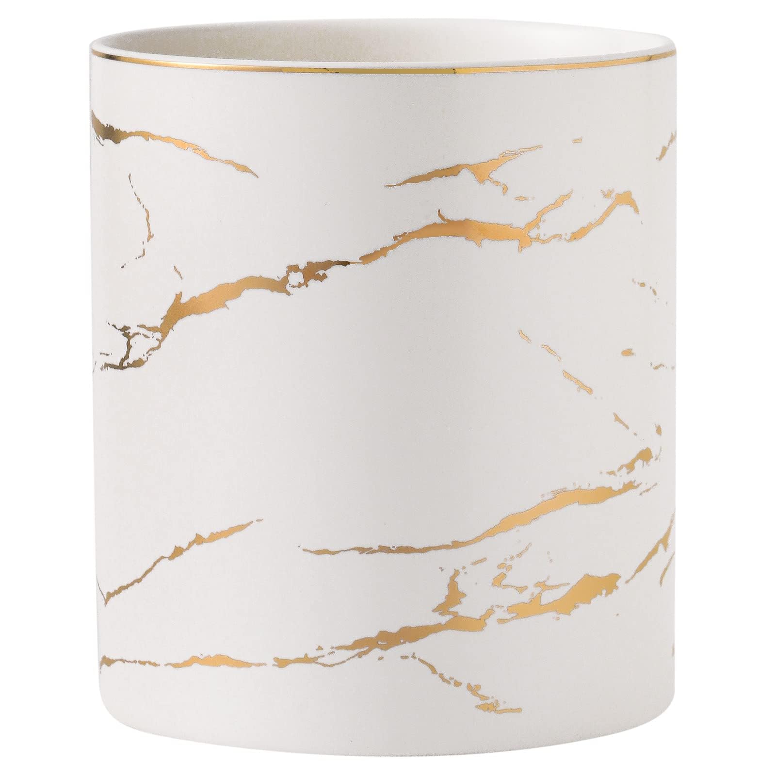 Howise 7'' Marble Utensil Holder, Large Kitchen Utensil Holder Organizer For Kitchen Counter, Golden Marble White Stable Utensil