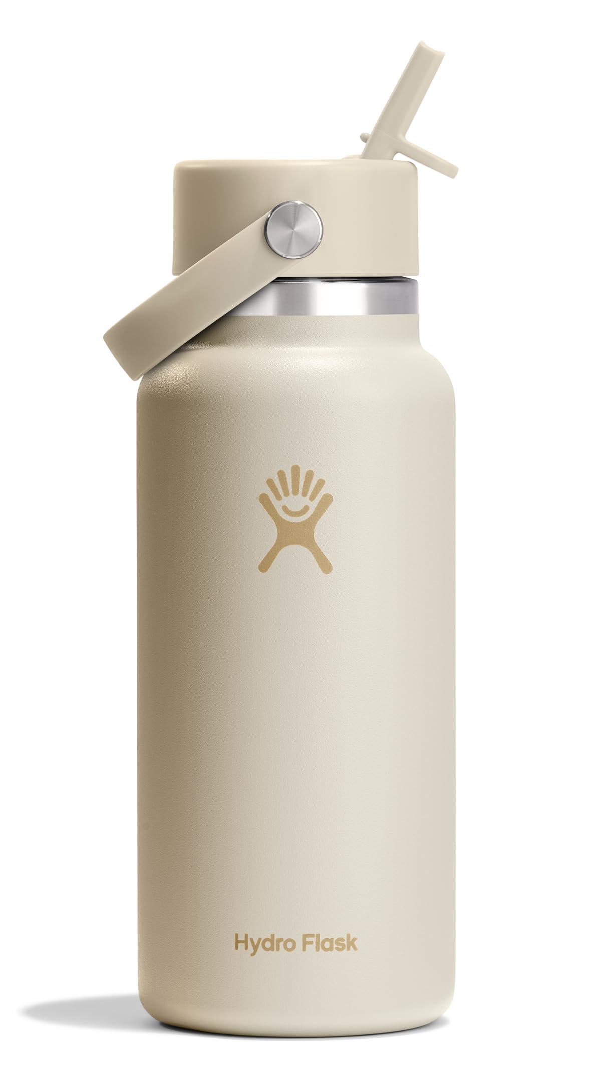 Hydro Flask Water Bottle - Insulated Stainless Steel - Wide Mouth Flex Straw Lid, Non Spill, Leakproof and Refillable in 32 Oz C