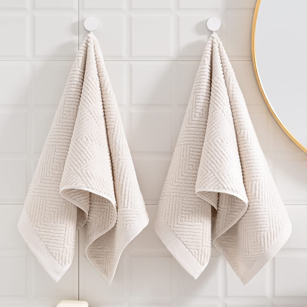 Sense Gnosis Super Soft Lime White Hand Towels Terry Striped Weave Pattern Ultra Absorbent 100% Cotton Towel For Bathroom(13 X 2