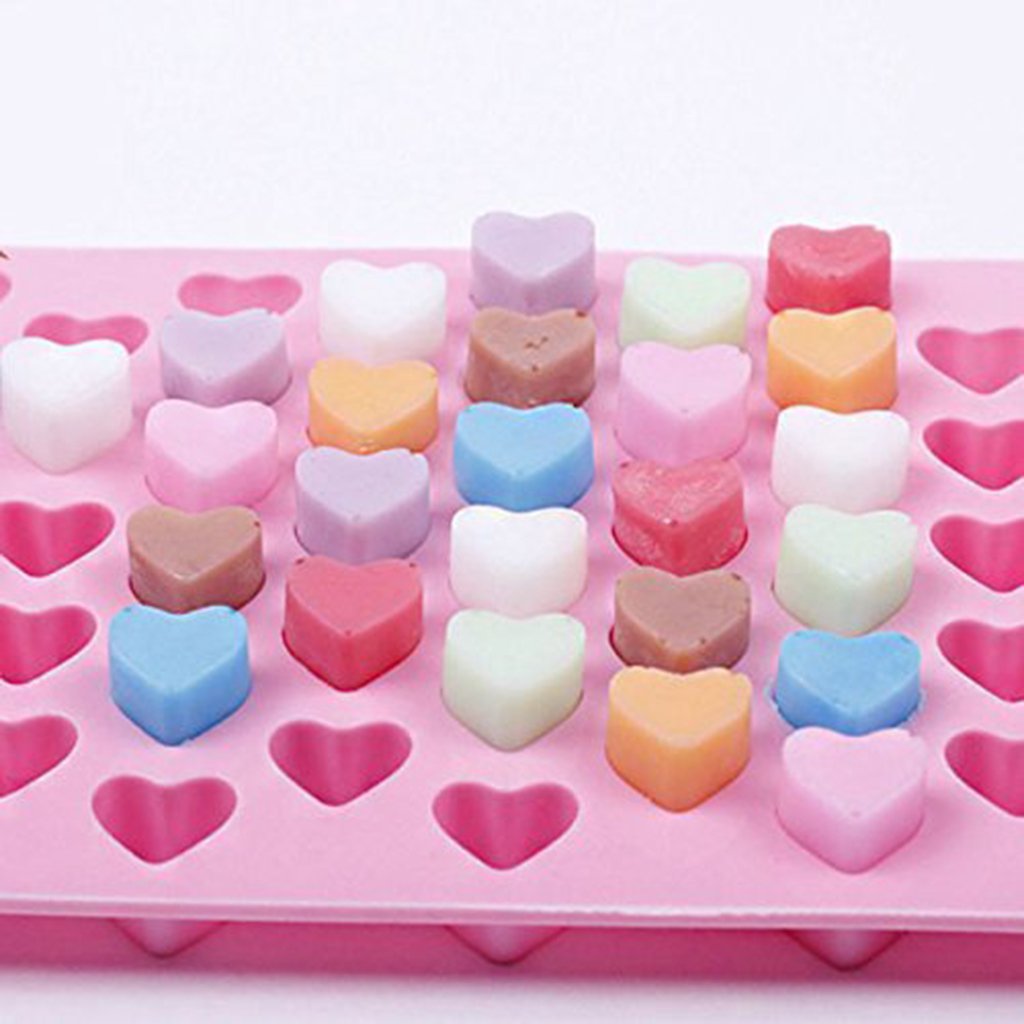 Cimerac Silicone Mold Mini Heart Shape Silicone Ice Cube Molds Trays/Chocolate Mold Pink Set Of Two