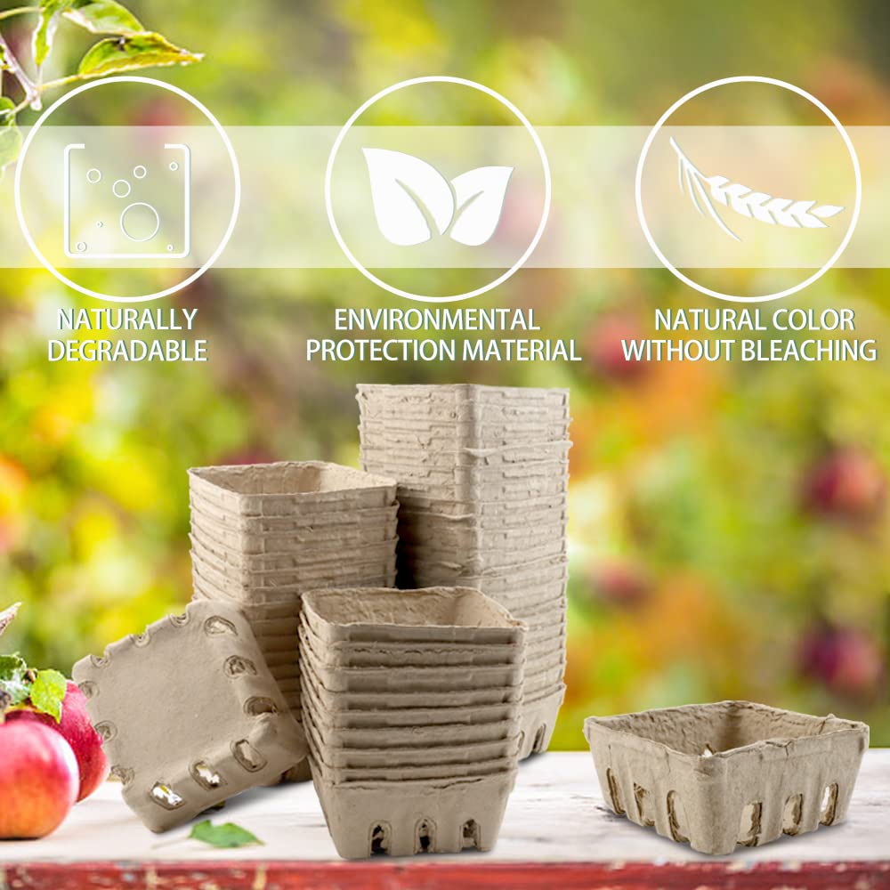 Vmiapxo 50 Pack Natural Pulp Fiber Berry Basket, Small Farmers Market Produce Basket Containers Kitchen Supplies For Strawberry
