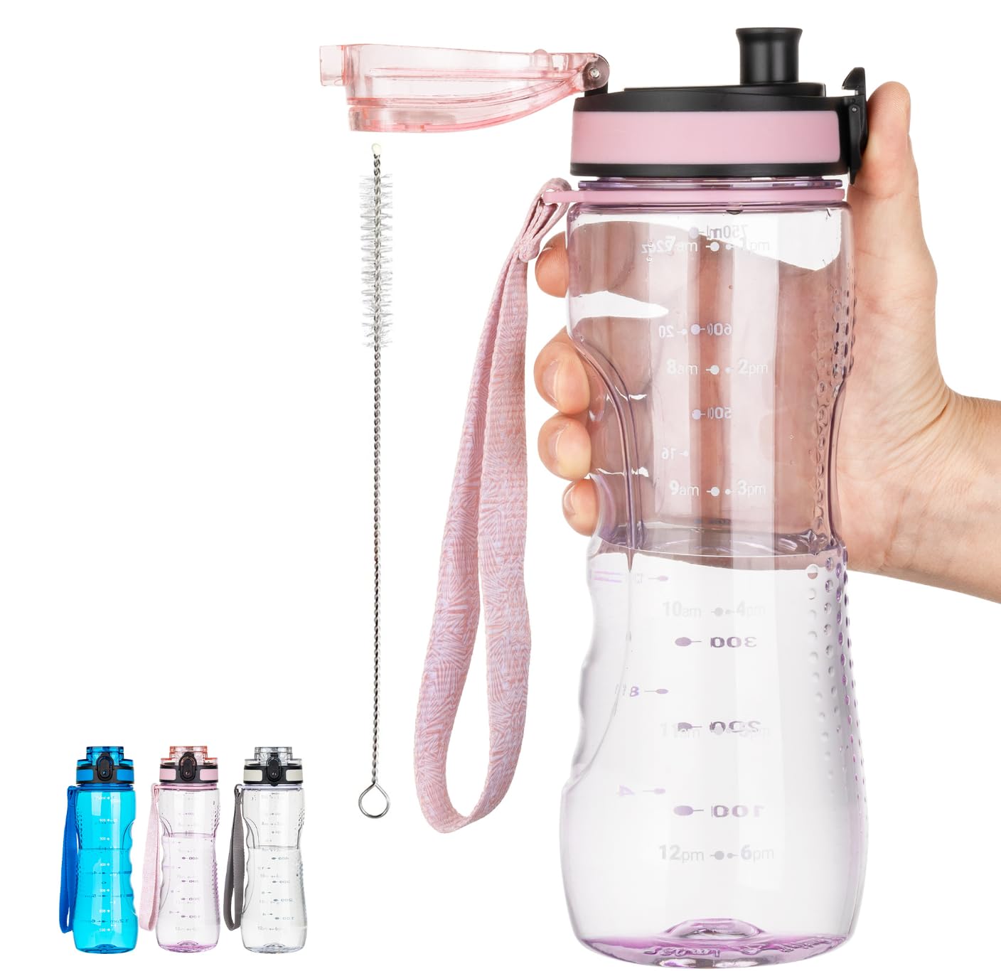 AIDEAMART 24 OZ (Chug Lid) Motivational Kids Water Bottle for school Girls Boys, With Time Marker, Leak Proof, Tritan BPA Free R