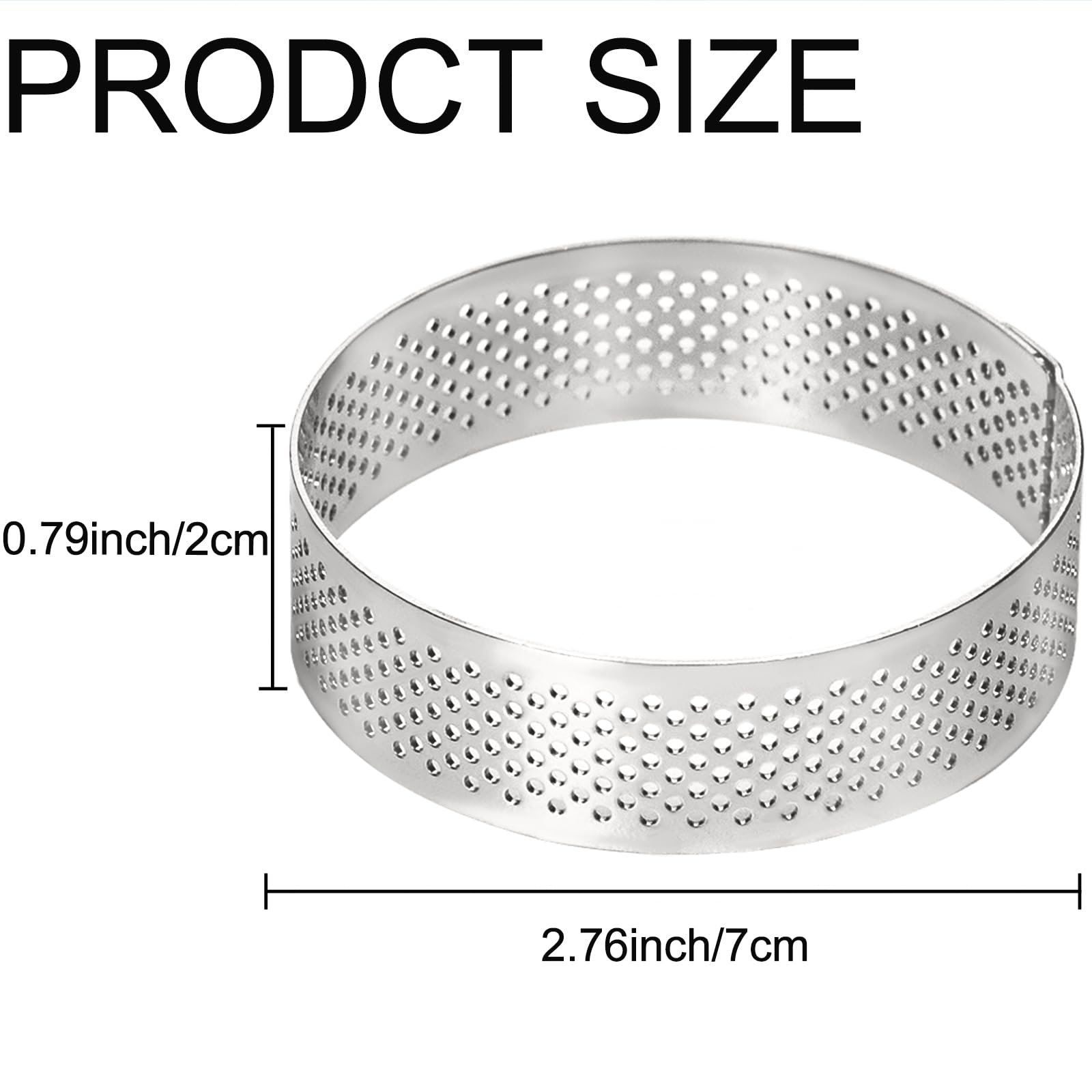 10 Pcs 2.76 Inch Stainless Steel Tart Ring, Heat-Resistant Perforated Cake Mousse Ring, Round Ring Baking Doughnut Tools (7Cm)