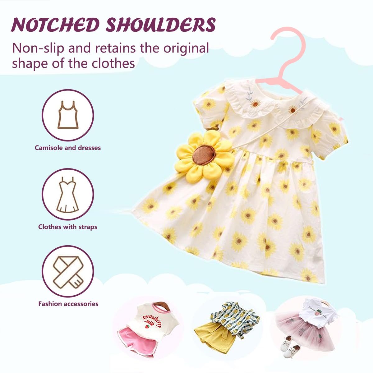 Trusir Baby Hangers For Closet 60 Pack Pink Plastic Kids Children'S Clothes Hangers Non-Slip (Pink, 60)