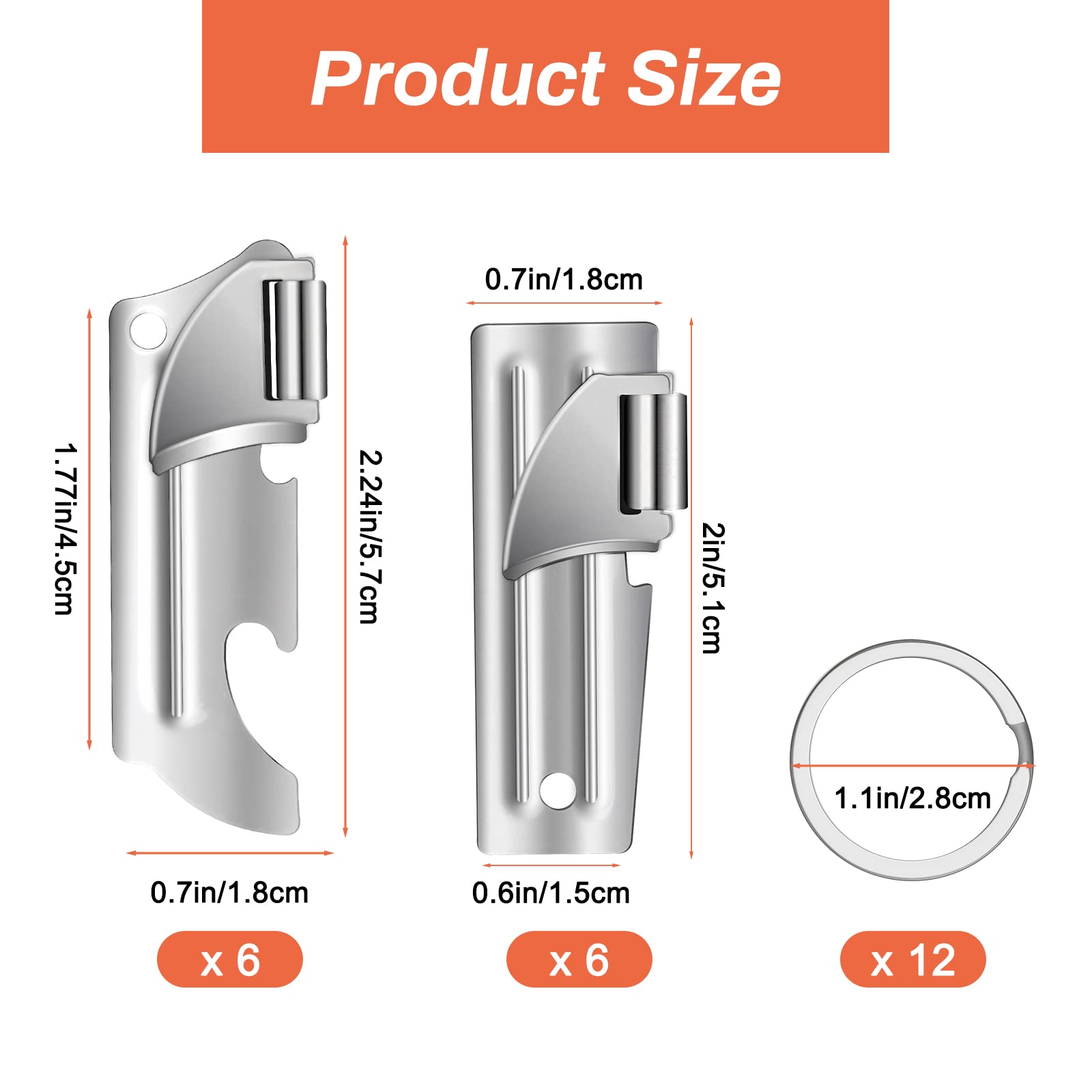 12 Pieces Military Style Can Openers With Key Rings, Anglecai P-51 And P-57 Military Can Openers Camping Can Openers Stainless S