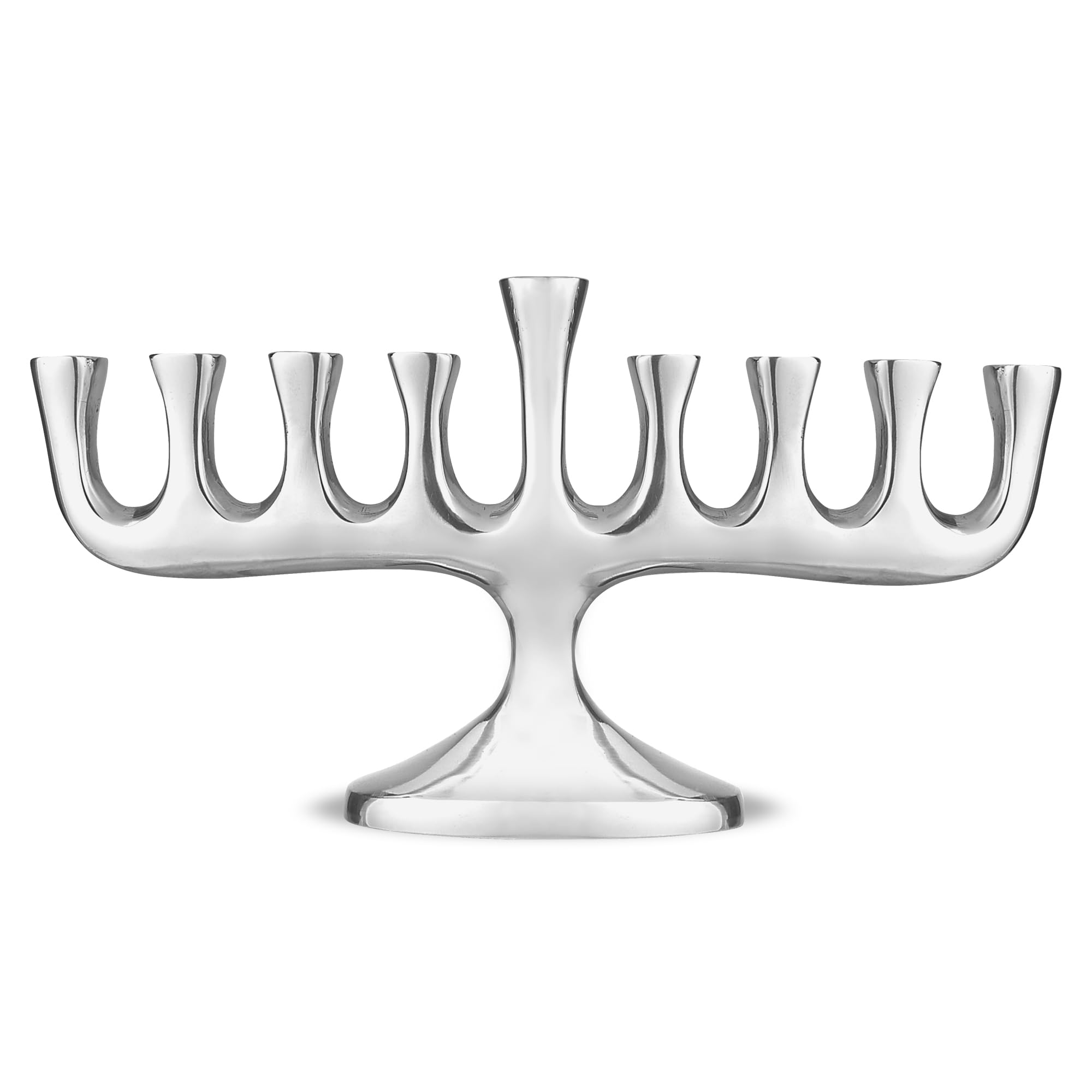 Zion Judaica Stunning Sleek Designers Menorah for Hanukkah High Polished Traditional Candle and Oil Chanukiah Classic Chanukah M