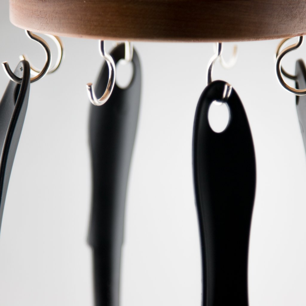 Ez Reach - Under Cabinet Utensil Holder (Maple - Stainless Hooks)