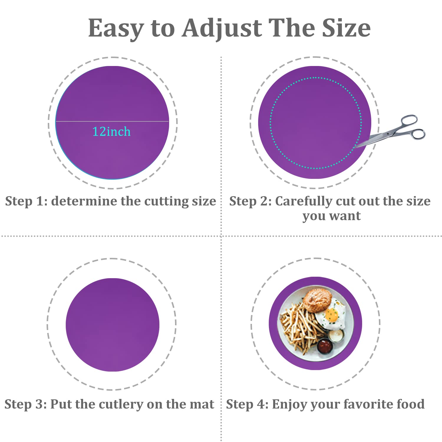 Silicone Microwave Mat 12 Inch, Non Stick Turntable Safe Baking Mat For Kitchen, Bpa Free Multi Purpose Heat Resistant Oven Mat,