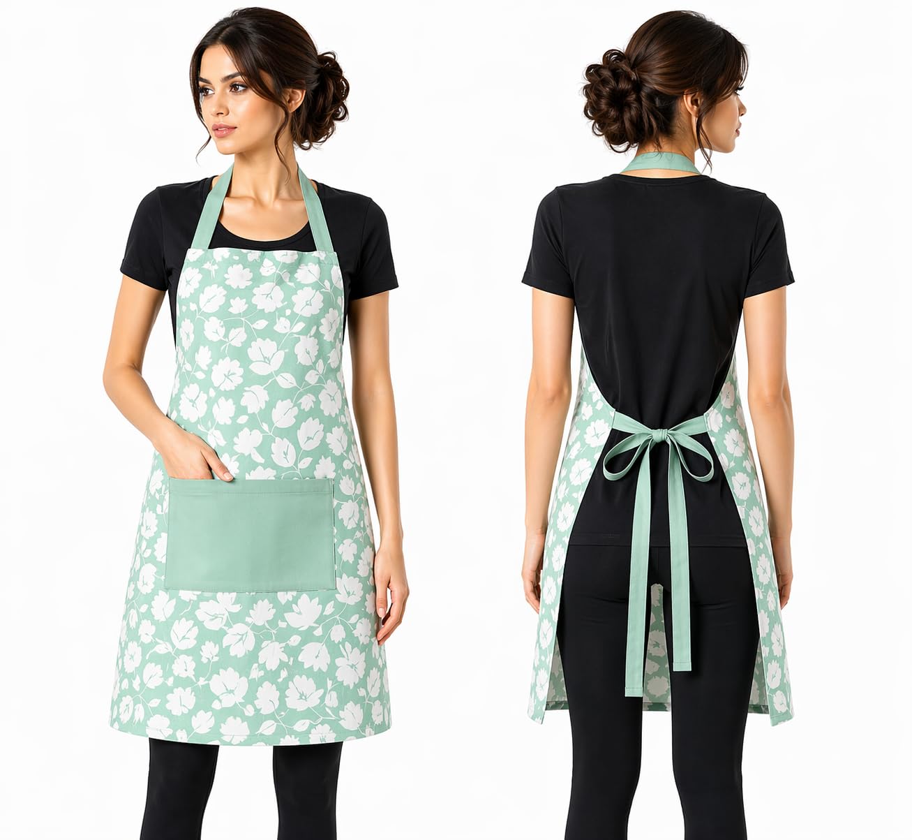 Pixel Home Decor  Printed Cotton Kitchen Apron With Adjustable Neck Strap And Ties With Centre Pocket With Strong And Durable Co