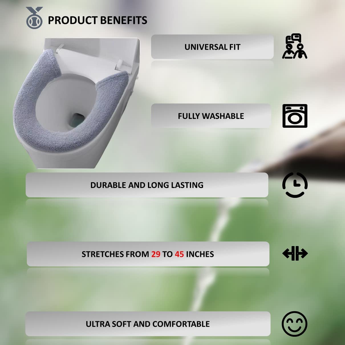 2Pcs Toilet-Seat Cushion Warmer Cover - Toilet Seat Cover Pads Plush Warm Thick Bathroom Warmer 2Pcs Ocean Navy Blue