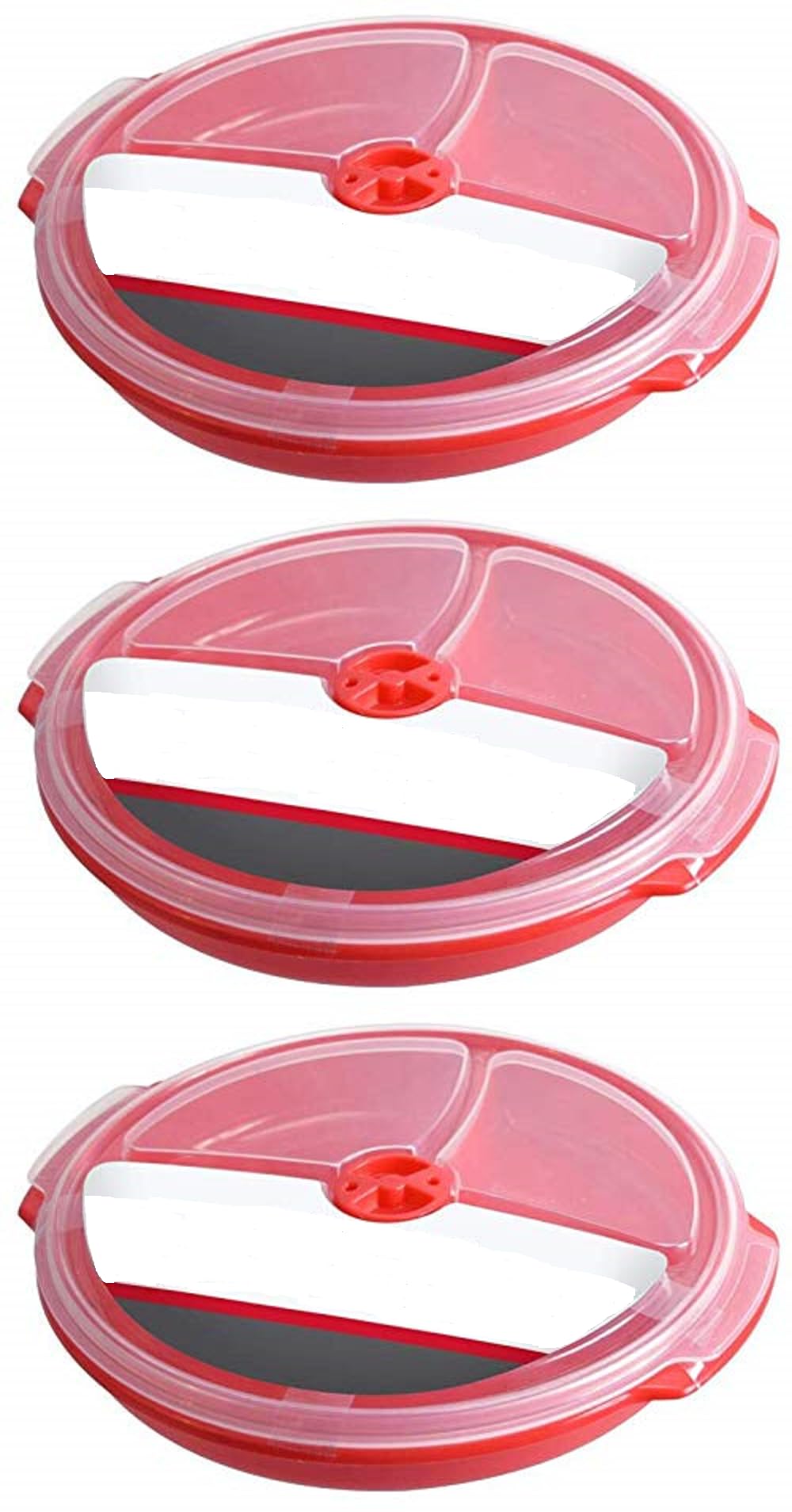 Home Products Essentials Microwave Food Storage Travel Tray Containers - Portion Control - 3 Section Compartment Divided Plates
