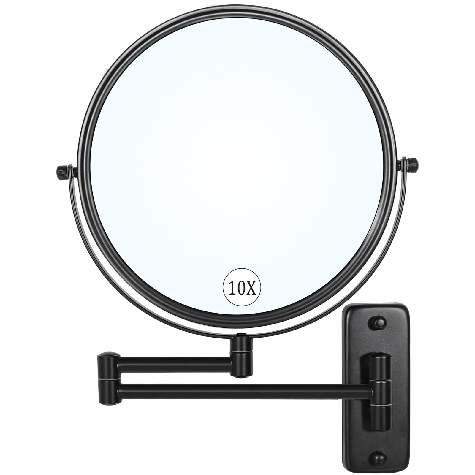 Large Size 9-In Wall Mounted Magnifying Makeup Mirror 1X/10X Magnification,Extendable Bathroom Mirrors Wall Mount Vanity Mirror