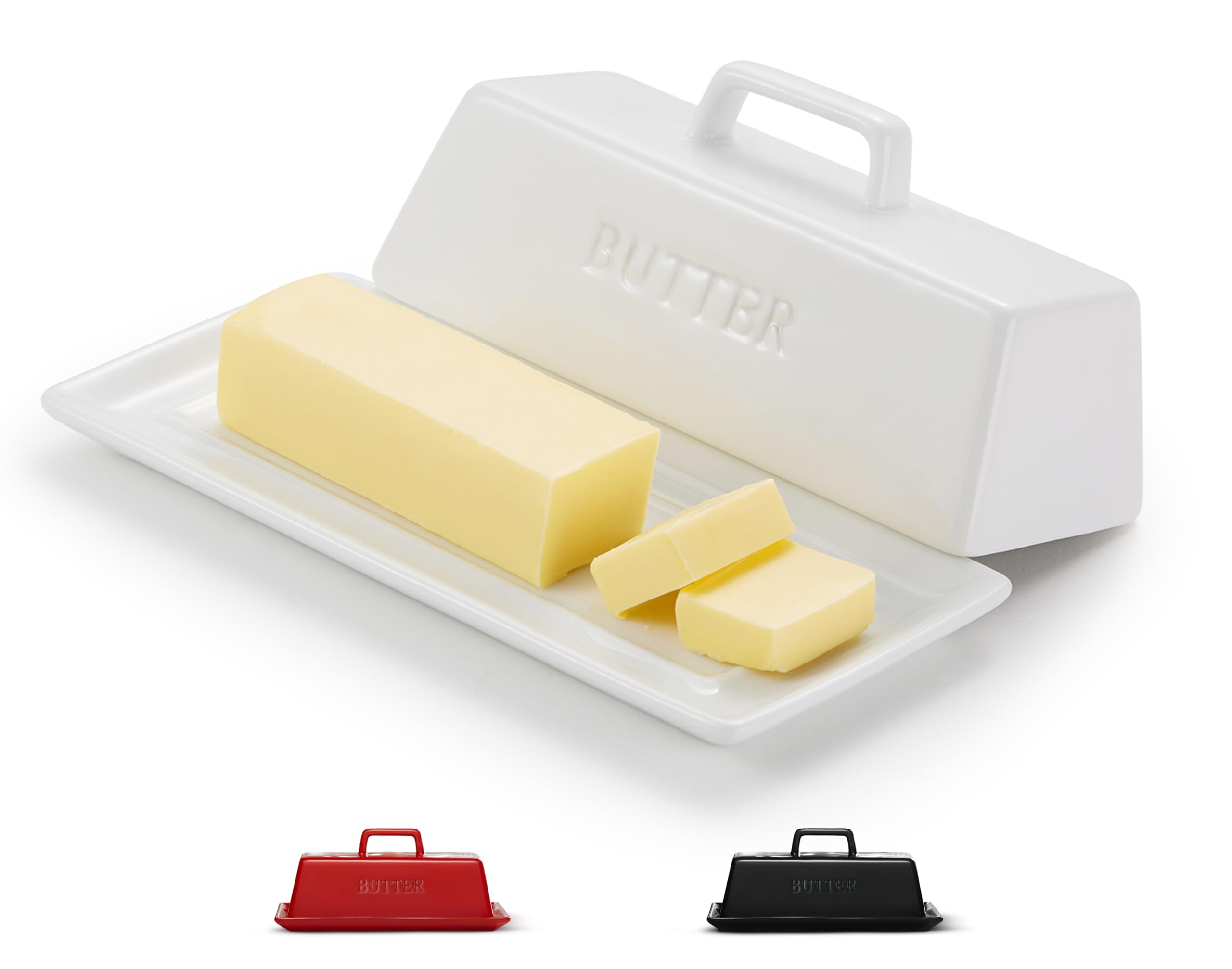 Butter Dish with Lid, by Kook, Butter Dish with Lid for Countertop, Ceramic, Butter Tray, Kitchen Butter Keeper, Butter Containe