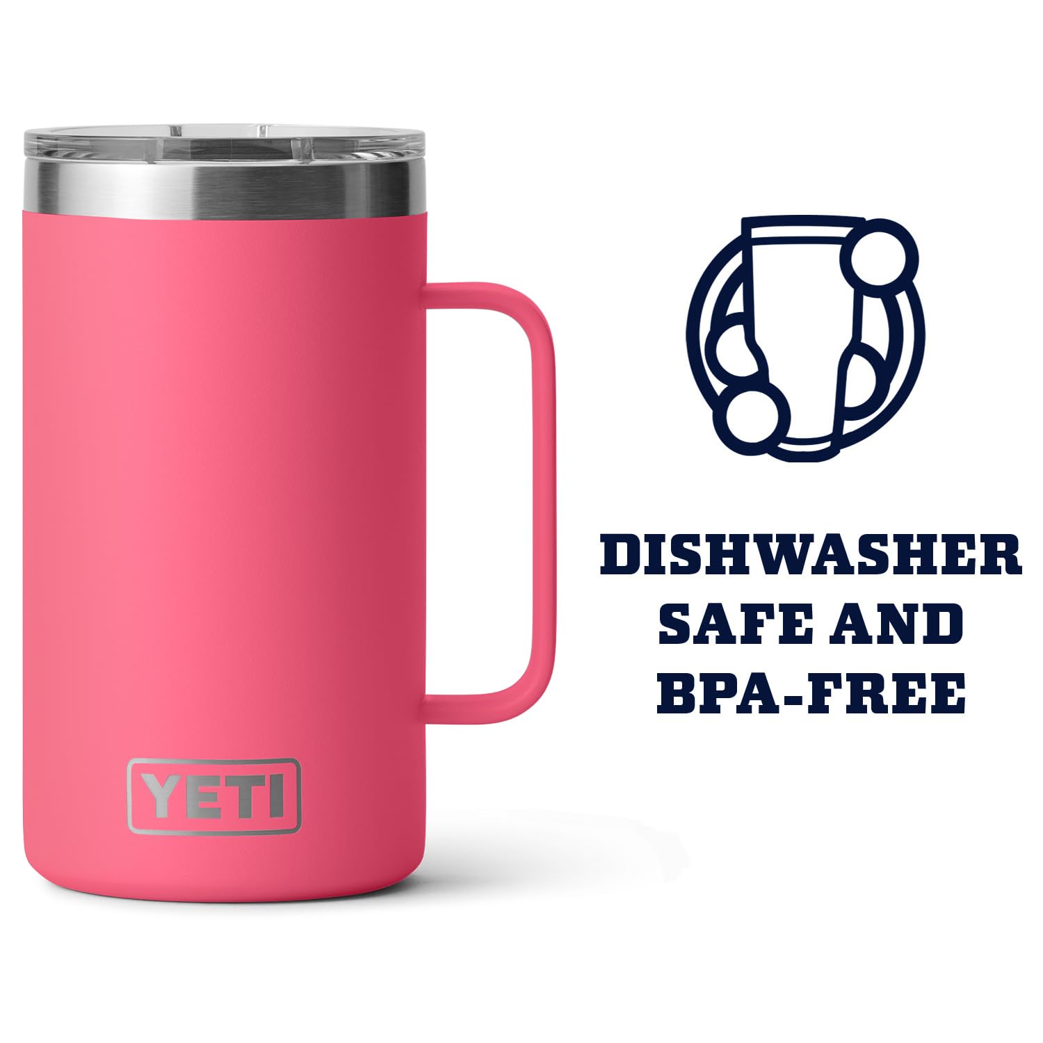 Yeti Rambler 24 Oz Mug, Vacuum Insulated, Stainless Steel With Magslider Lid, Tropical Pink