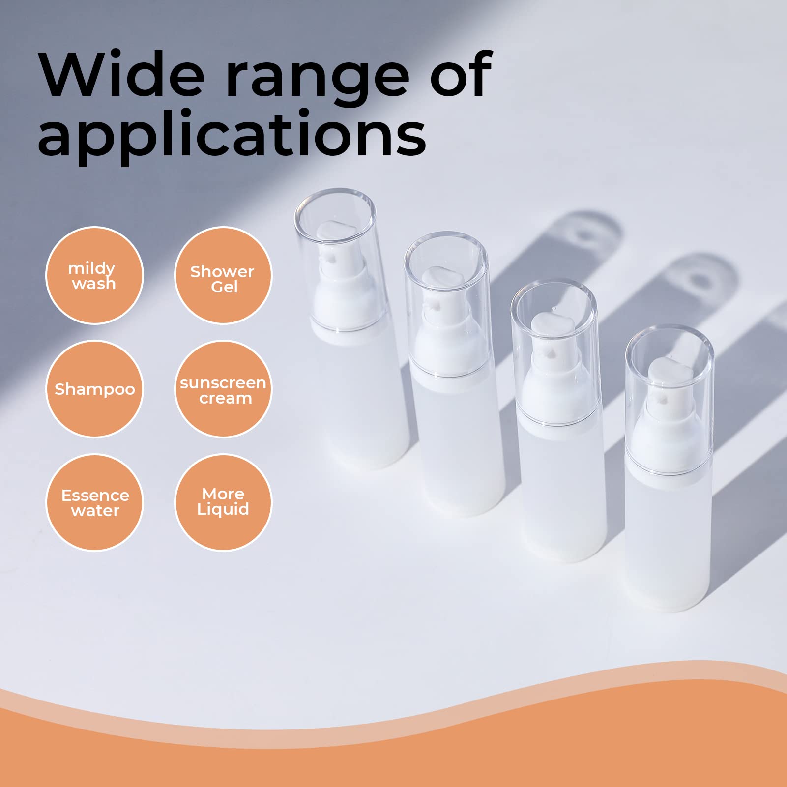 Longway 1Oz 30Ml Airless Cosmetic Cream Pump Bottle Travel Size Dispenser Refillable Containers/Foundation Travel Pump Bottle Fo