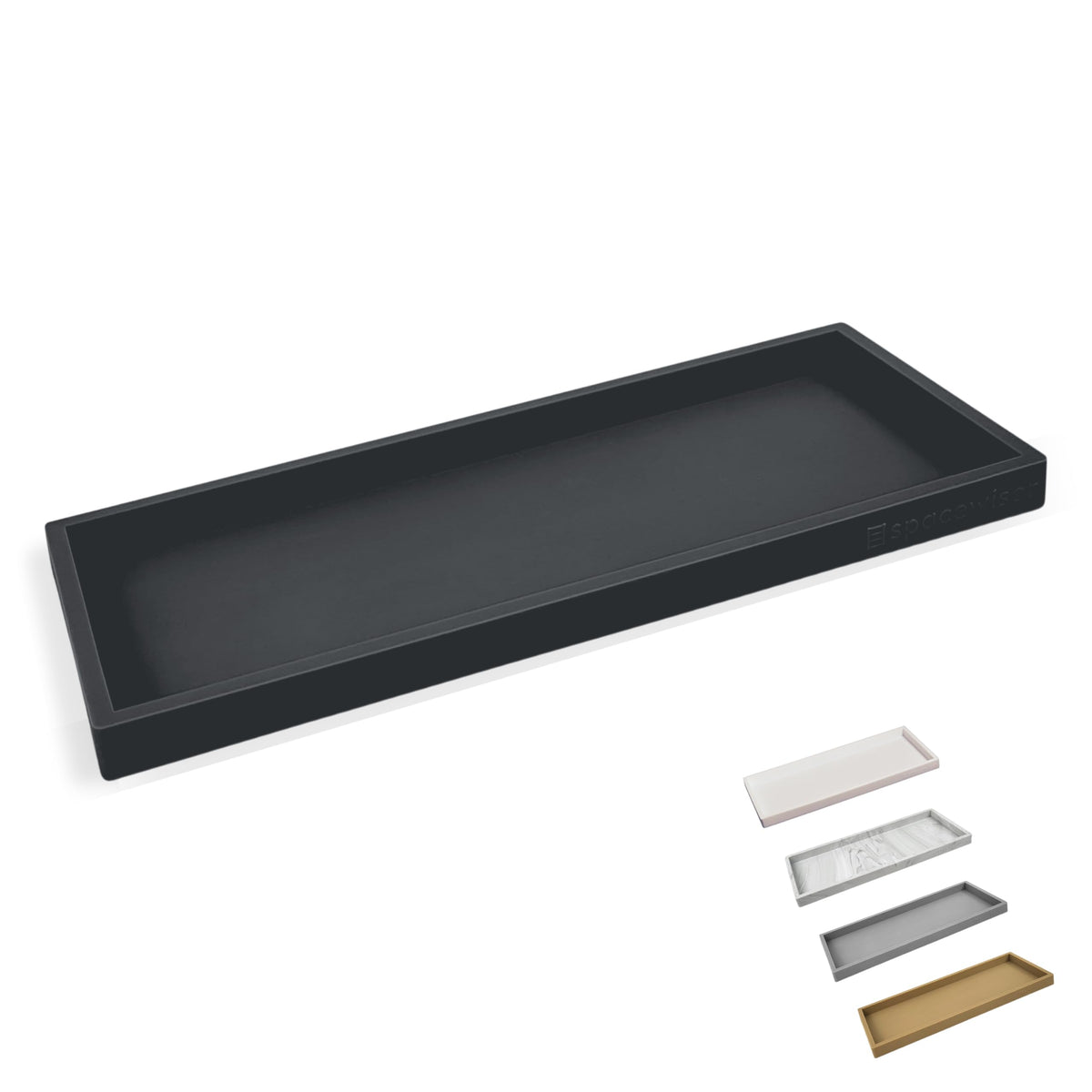 Spacewiser Countertop And Vanity Tray - 11.7'' Shatterproof Bathroom Tray, Flexible Silicone Soap Tray For Kitchen, Toilet Tank