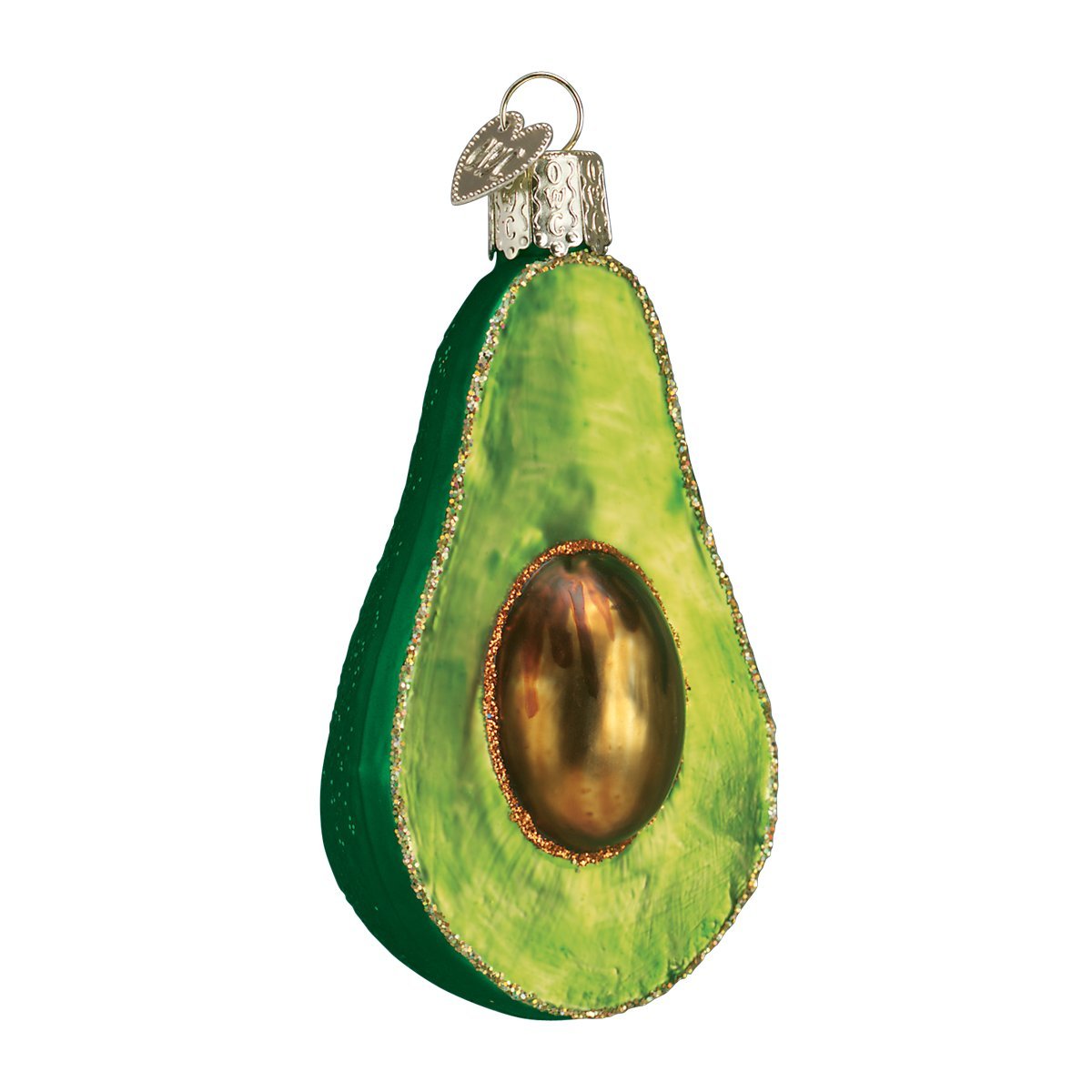 Old World Christmas Avocado Guacamole Glass Blown Ornaments for Christmas Tree, 28059, Glitter Green, 2.75 x 3.25