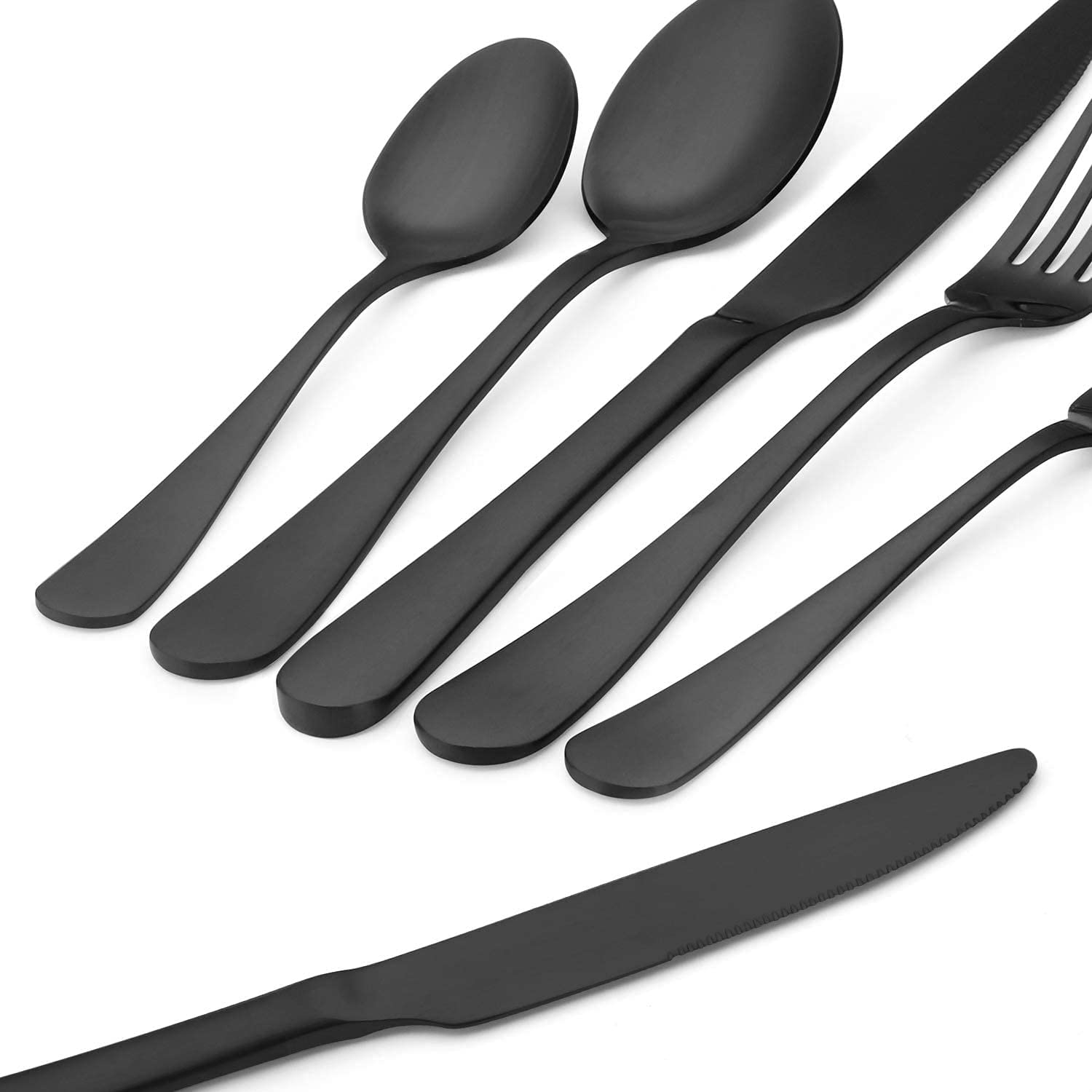 Matte Black Silverware Set,Sharecook Satin Finish 30-Piece Stainless Steel Flatware Set,Kitchen Utensil Set Service For 6Tablewa