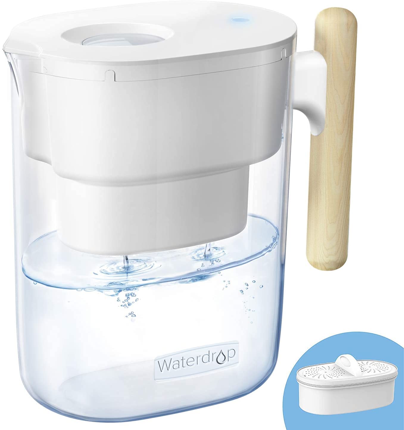 Waterdrop 200-Gallon Long-Life Chubby 10-Cup Water Filter Pitcher With 1 Filter, Nsf Certified, 5X Times Lifetime, Reduces Fluor