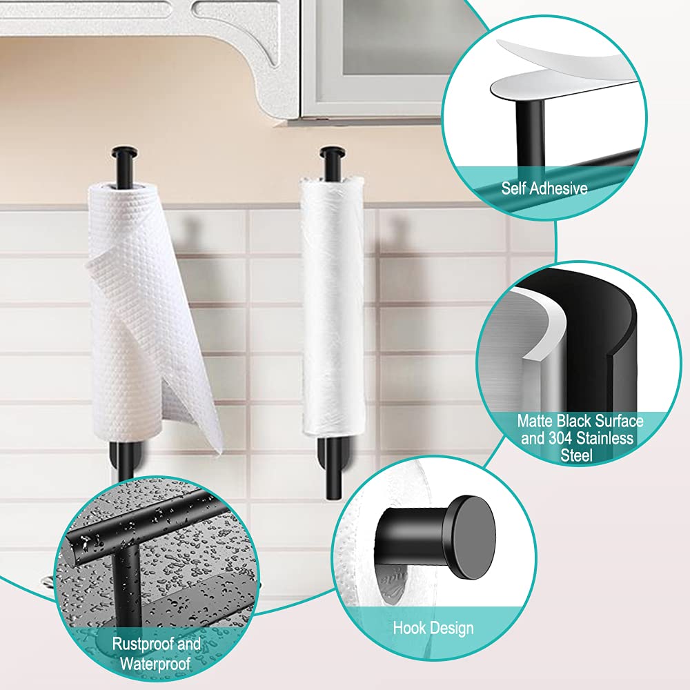 Mgahyi Paper Towel Holder Wall Mount, Self Adhesive Or Drilling Under Cabinet Kitchen, 13.2 Inch Stainless Steel Paper Towel Rol