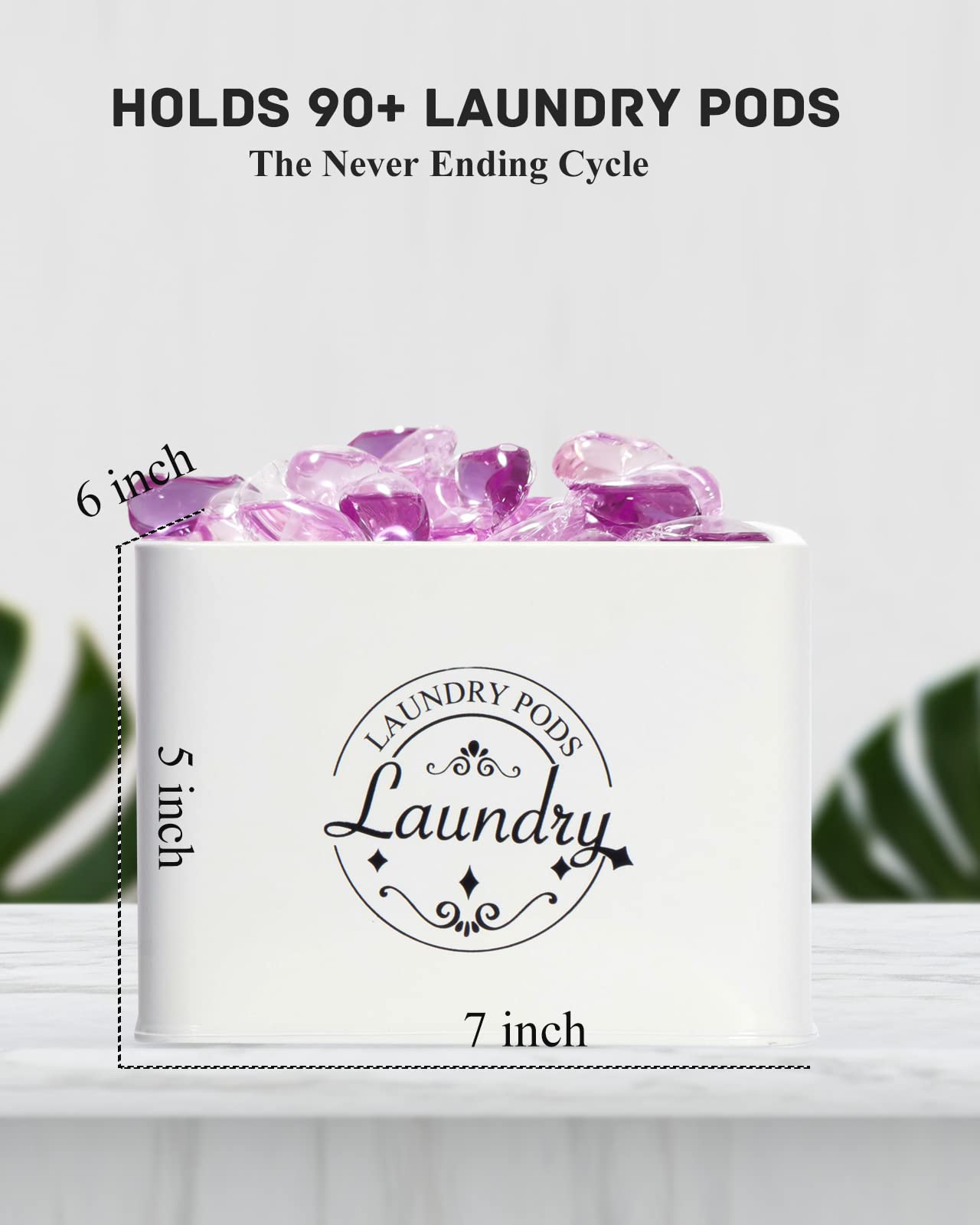 Laundry Pods Container With Hinged Lid. Farmhouse Metal Laundry Pods Holder Container For Laundry Room Decor. Laundry Room Organ