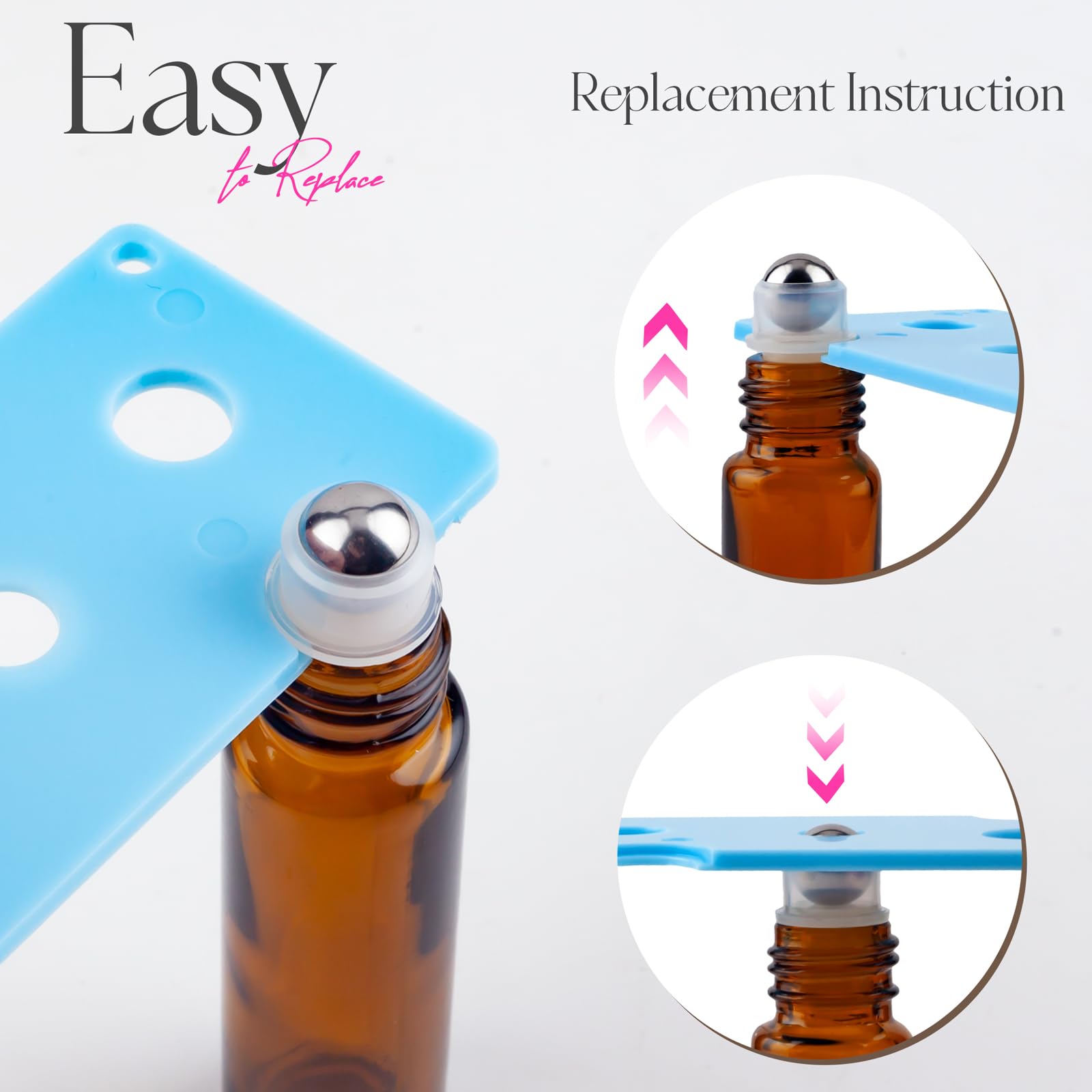 ZEJIA 10ml Roller Bottles 12Pack Amber Thick glass Essential Oil Roller Bottles Stainless Steel Roller Ball with 2 Droppers
