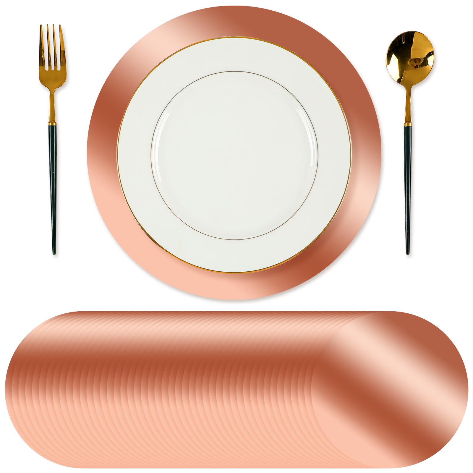 Tioncy 100 Pcs Rose Gold Round Paper Placemats Decorative Disposable Placemats Table Mats for Dining Wedding Table Decoration Ho