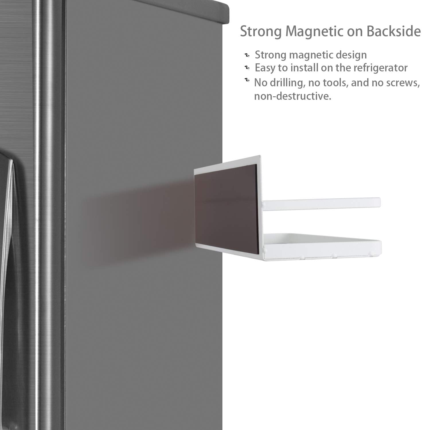 Hoopoton Magnetic Spice Rack Single Tier Refrigerator Spice Organizer Shelf, Easy to Install The Side of The Refrigerator