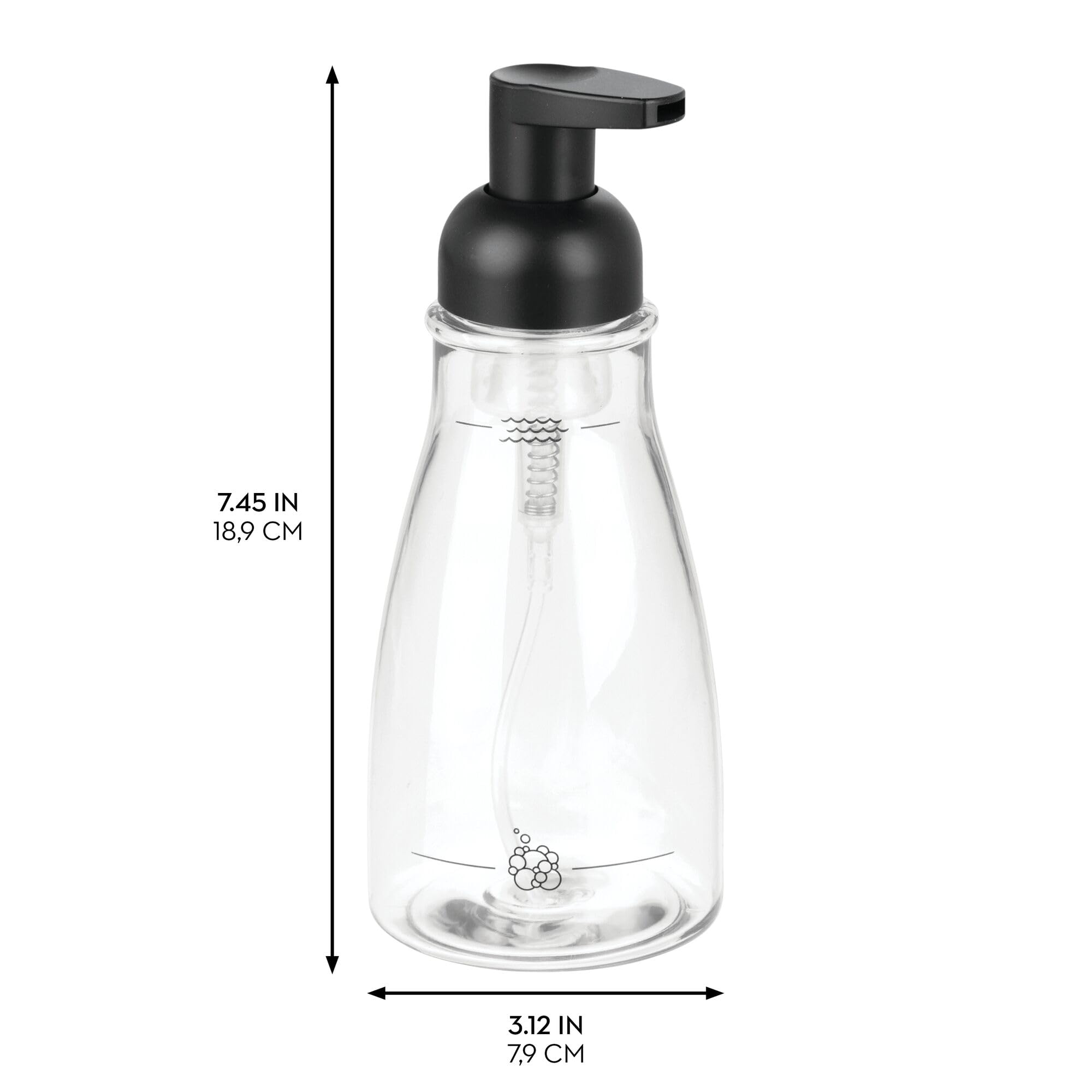 Idesign Refillable Foaming Soap Dispenser For Kitchen Or Bathroom Vanity - Clear/Matte Black