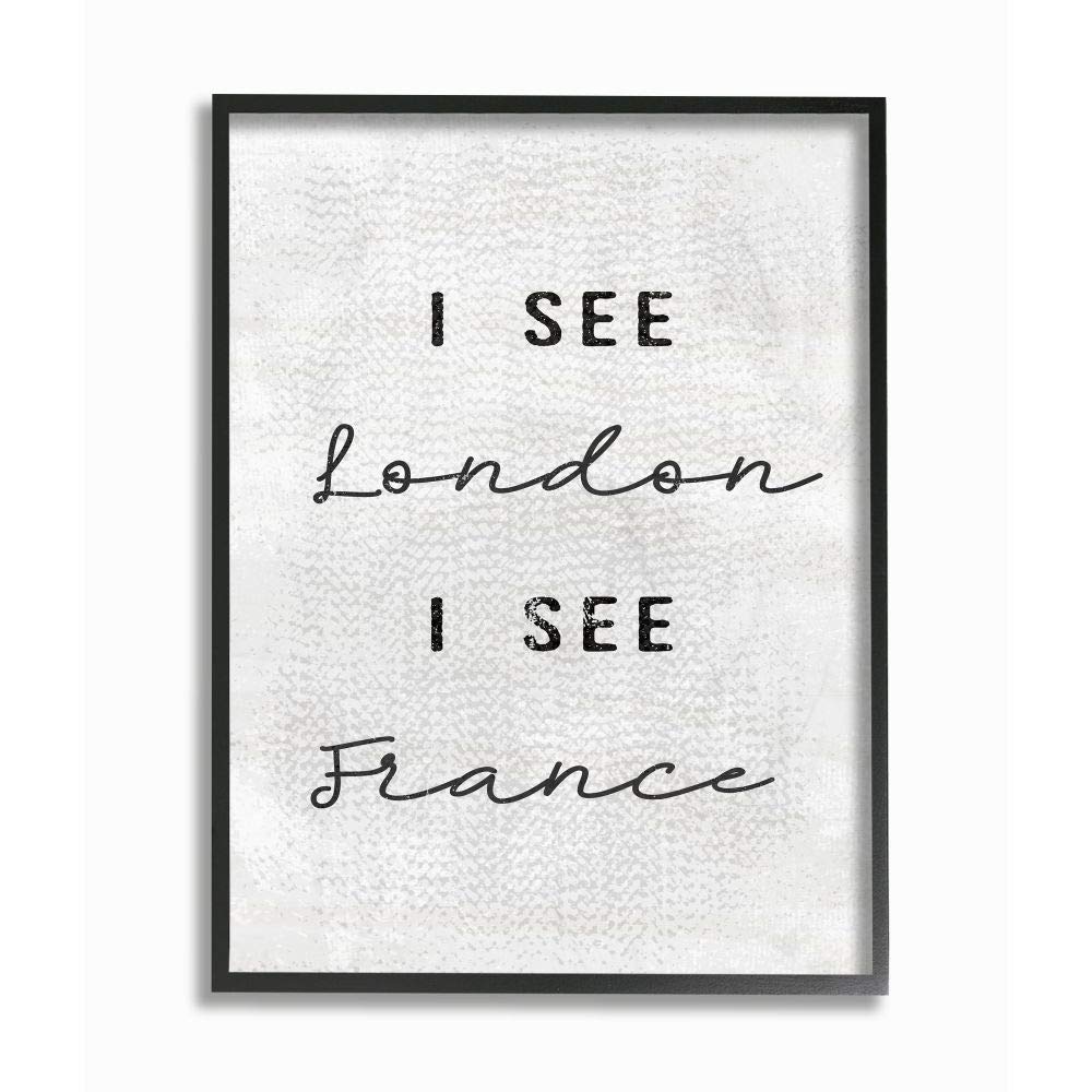 Stupell Industries White London I See France Textured Typography Black Framed Wall Art, 11 X 14, Design By Artist Daphne Polsell