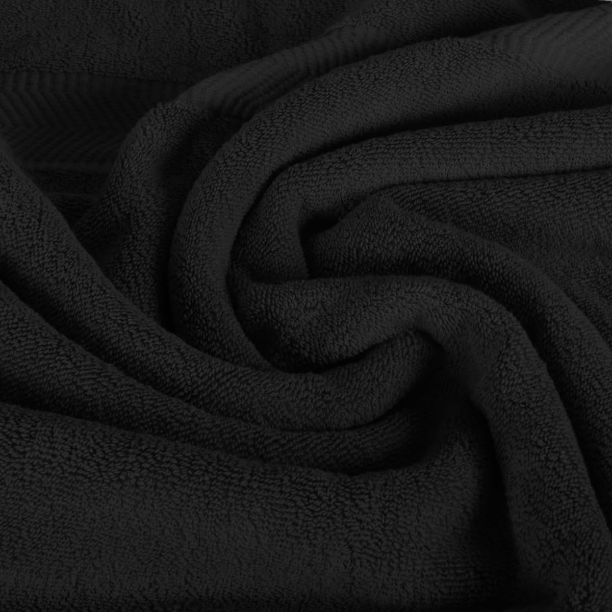 By Lora Terry Bath Towel Hand Towel And Wash Cloth Plush Towel For Bath Shower Black Set Of 8