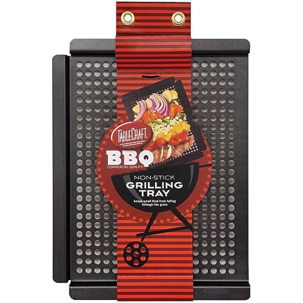 Tablecraft Bbq Nonstick 16-Inch Grilling Tray, Small, Black