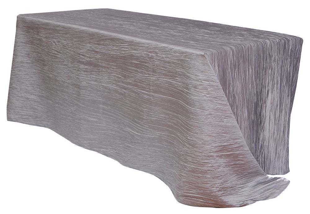 Your Chair Covers - 90 X 156 Inch Rectangular Crinkle Taffeta Tablecloth - Dark Silver/Platinum, Rectangle Table Linens For 8 Ft