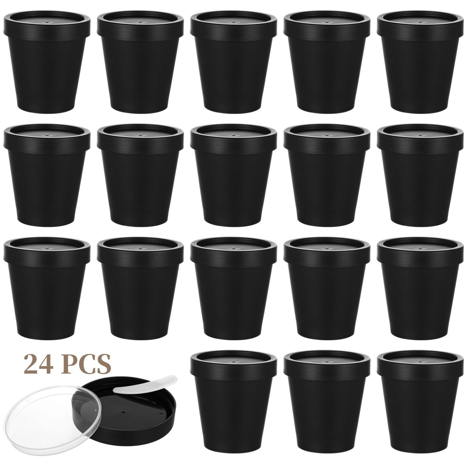 24PCS 7oz Pot Jars with Lids, Spoons for Homemade Lotion, Plastic Empty Containers for Sugar Scrub, Facial Mask Mixing Bowls, Bo