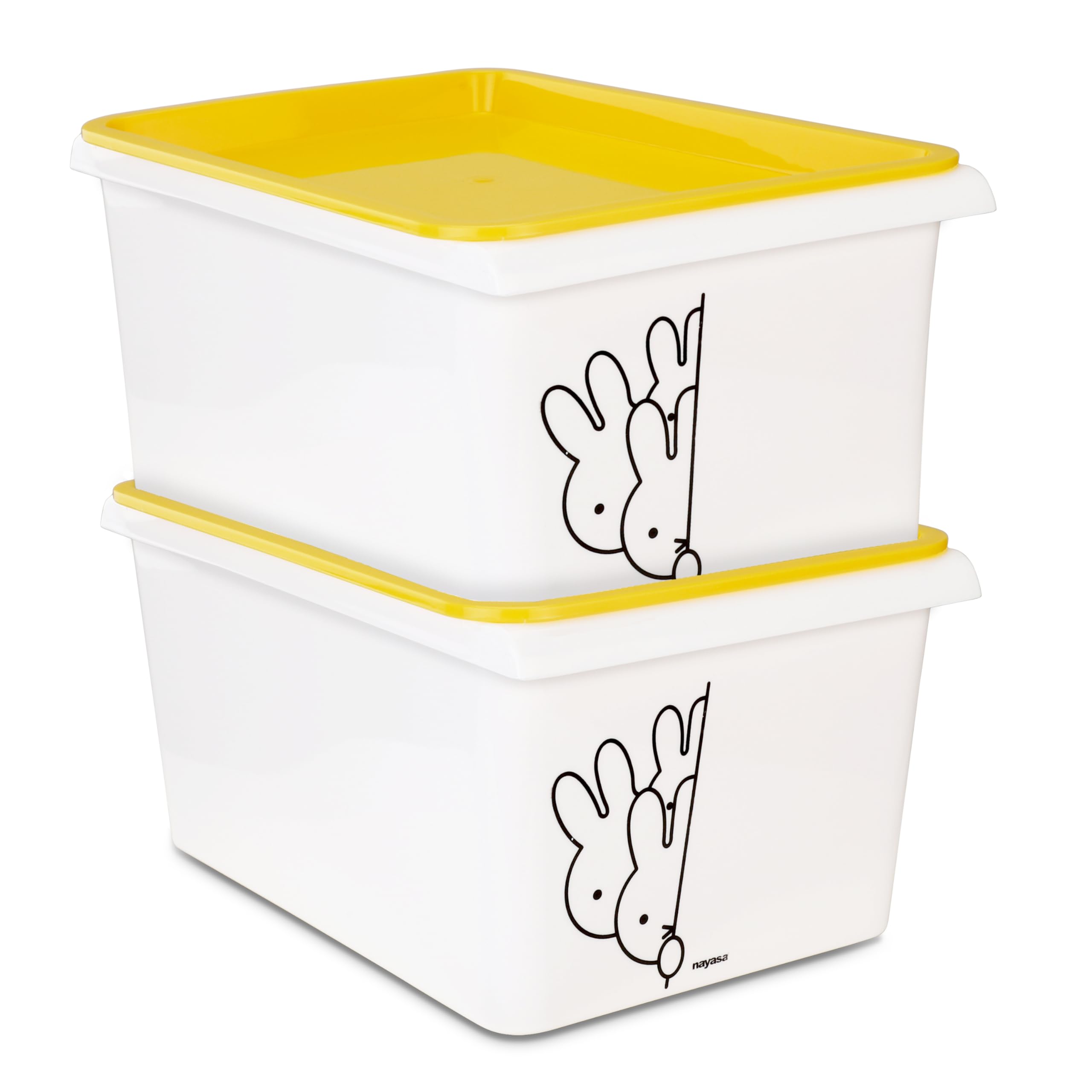Nayasa Lego Print Stack N Store 5 Litres Multipurpose Storage Container With Lid - Set Of 2 | Yellow