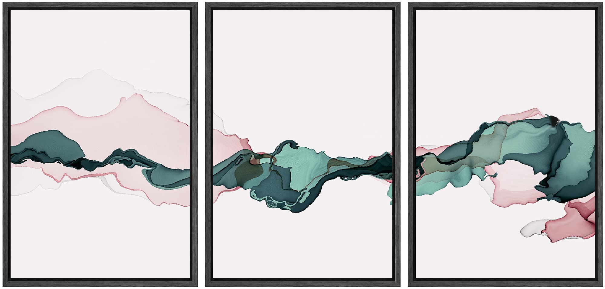 Signwin 3 Piece Framed Canvas Wall Art Mountain Covered With Snow Canvas Prints Home Artwork Decoration For Living Room,Bedroom