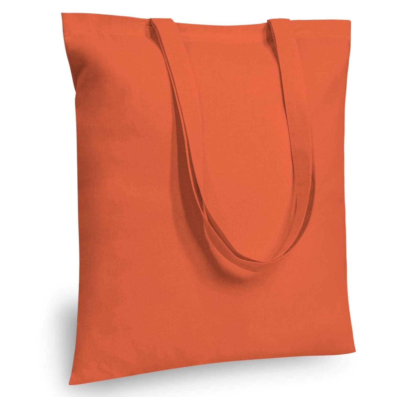 Topdesign 12-Pack Economical 16''X15'' Orange Cotton Tote Bag, Lightweight Medium Reusable Grocery Shopping Cloth Bags, Suitable