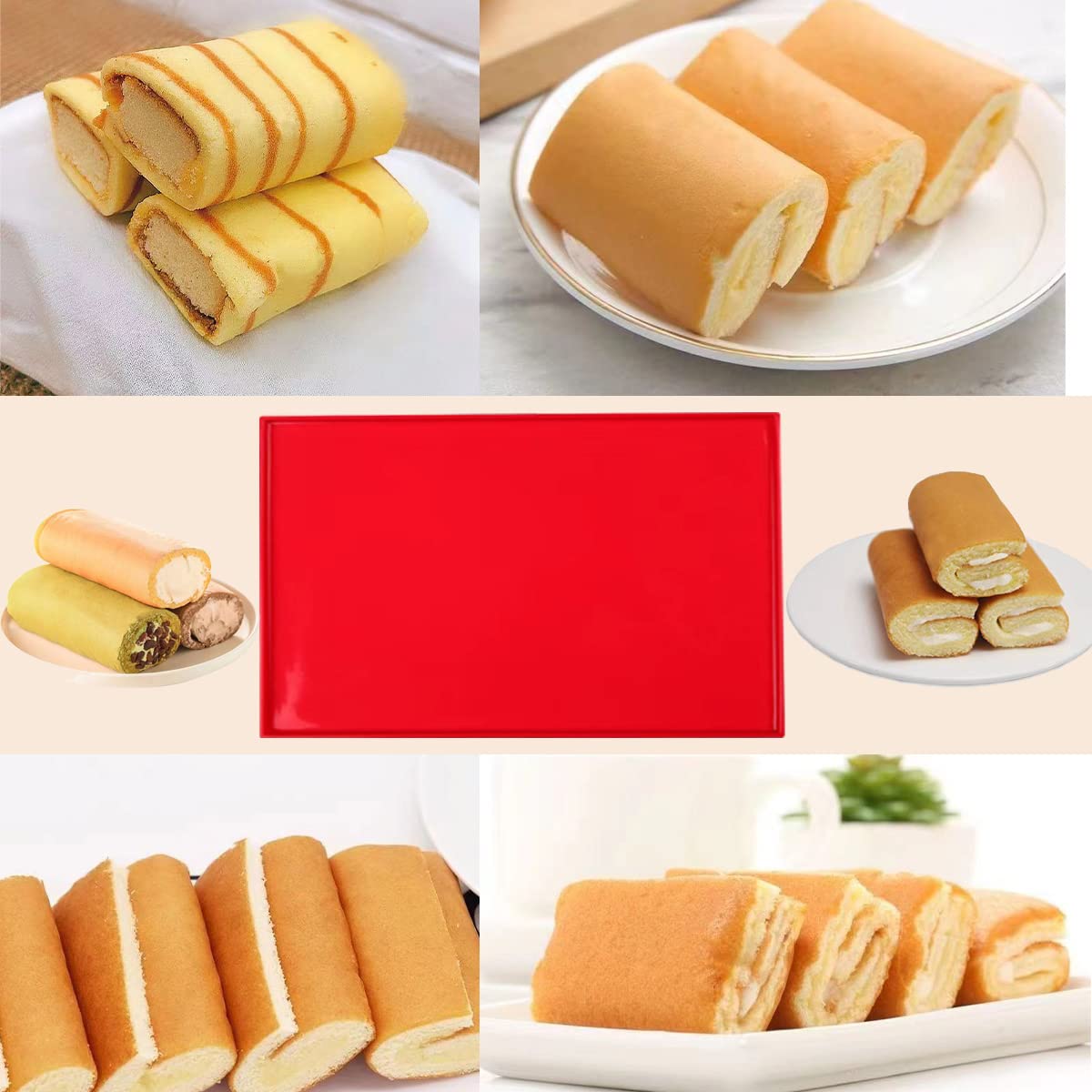 Hlcm Silicone Swiss Roll Cake Mat - 2Pcs Silicone Baking Mat, Jelly Roll Pan, Non-Stick Silicone Mat With Lip, Easy To Clean Sil