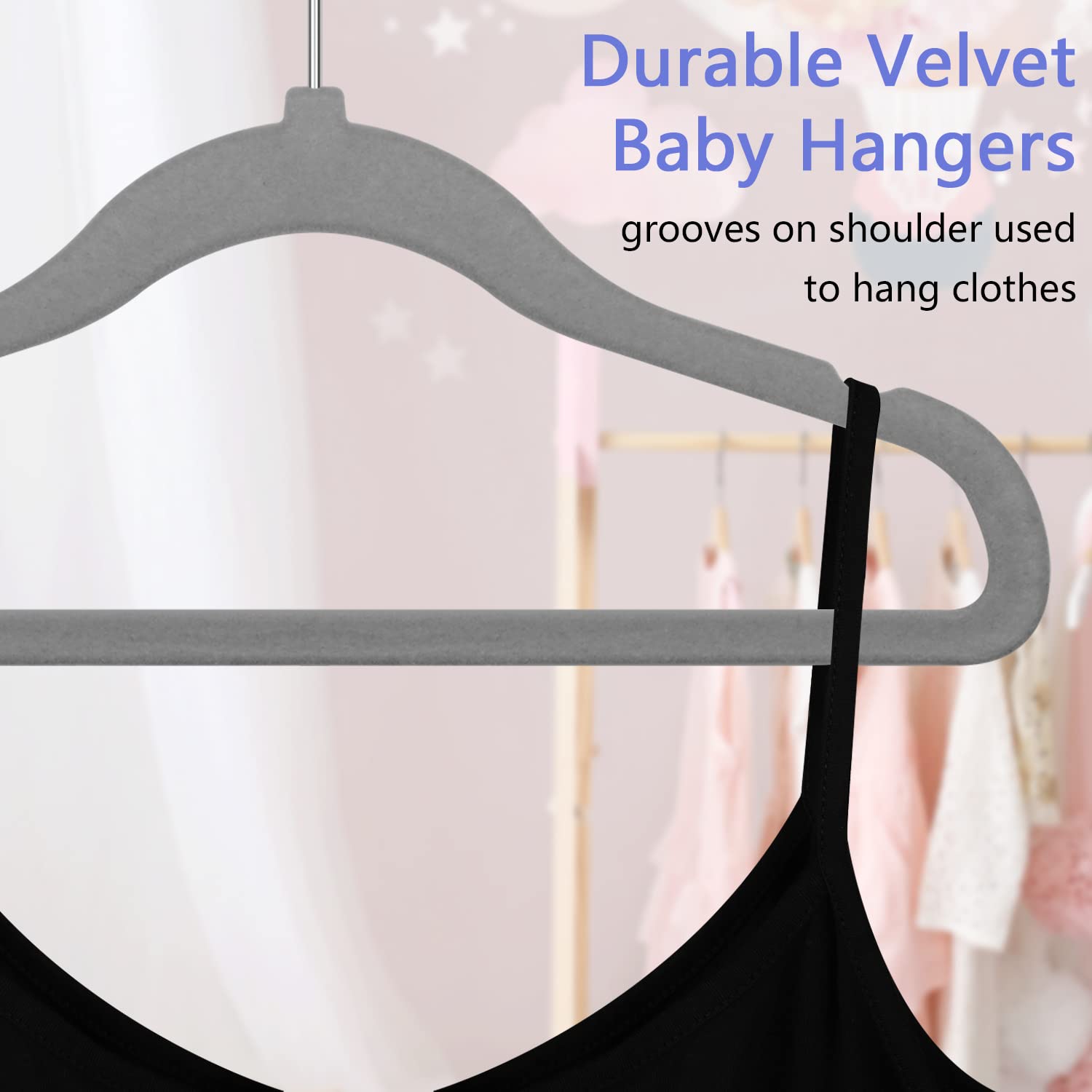 Goodtou Velvet Baby Hangers Kid Hangers Clothing 11'' Toddler Infant Hangers For Nursery 20 Pack - Drak Grey