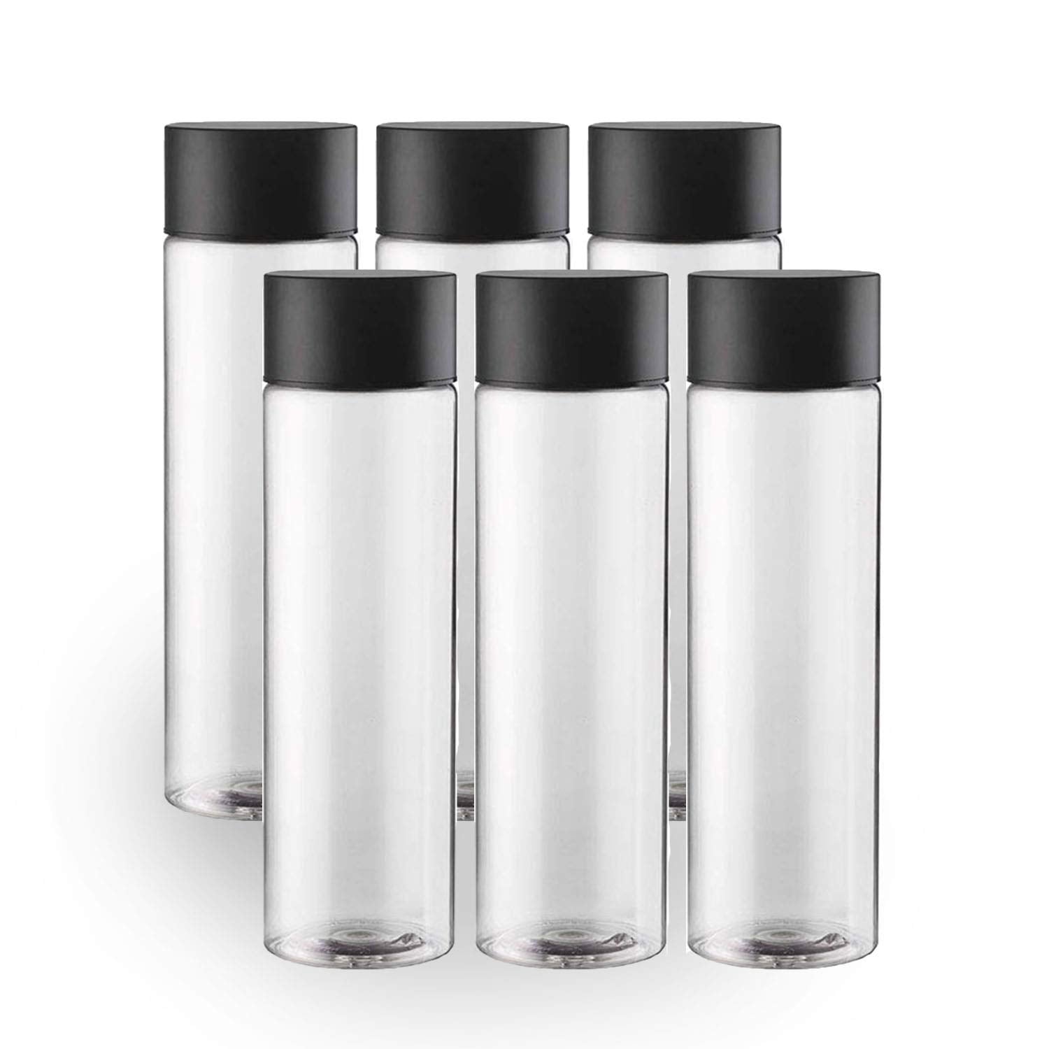 6-Pack Bulk Empty Plastic Juice Or Water Bottles With Caps Reusable 400Ml Durable Smoothie [Bottle]S With Black Lids Great Calmi