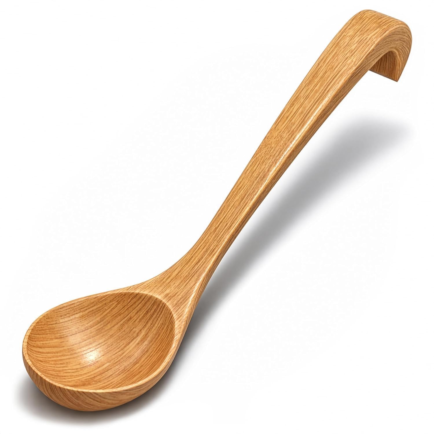 Wooden Soup Ladle 10.8 x 2.8 Inch, Long Handle Spoon with Hook End