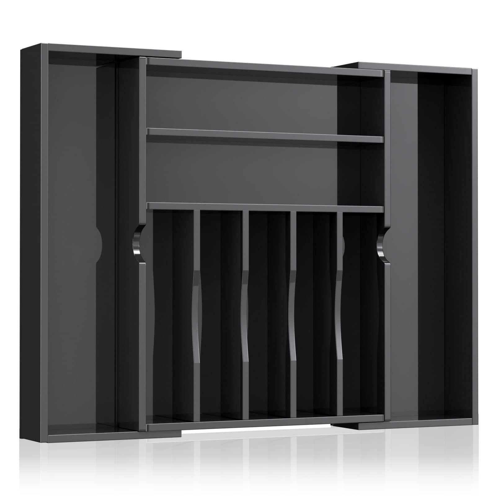 Niubee Expandable Kitchen Drawer Organizer For Flatware And Utensils,Black Acrylic Adjustable Silverware Tray For Drawer,Office,